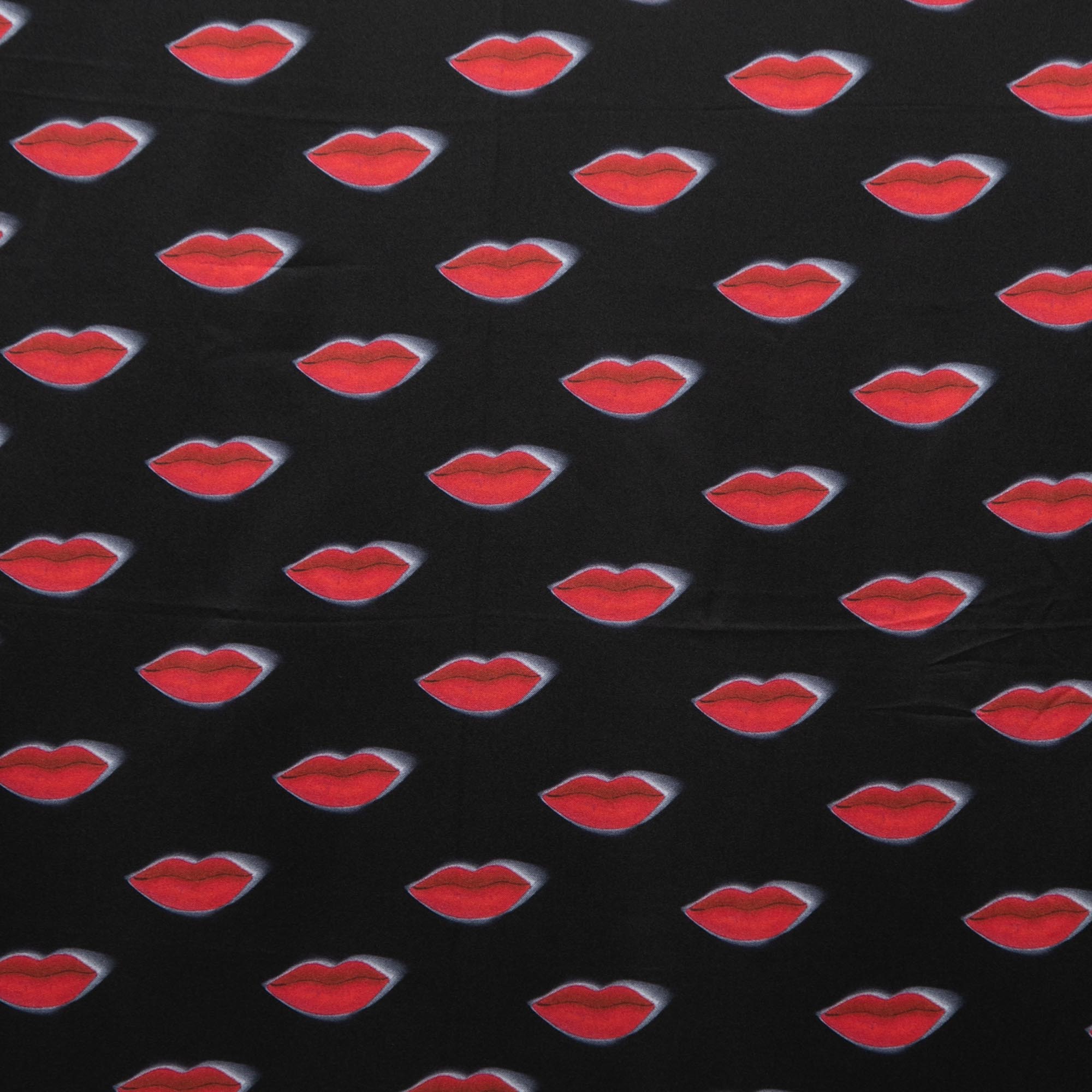 

Prada Black Lips Printed Silk Square Scarf