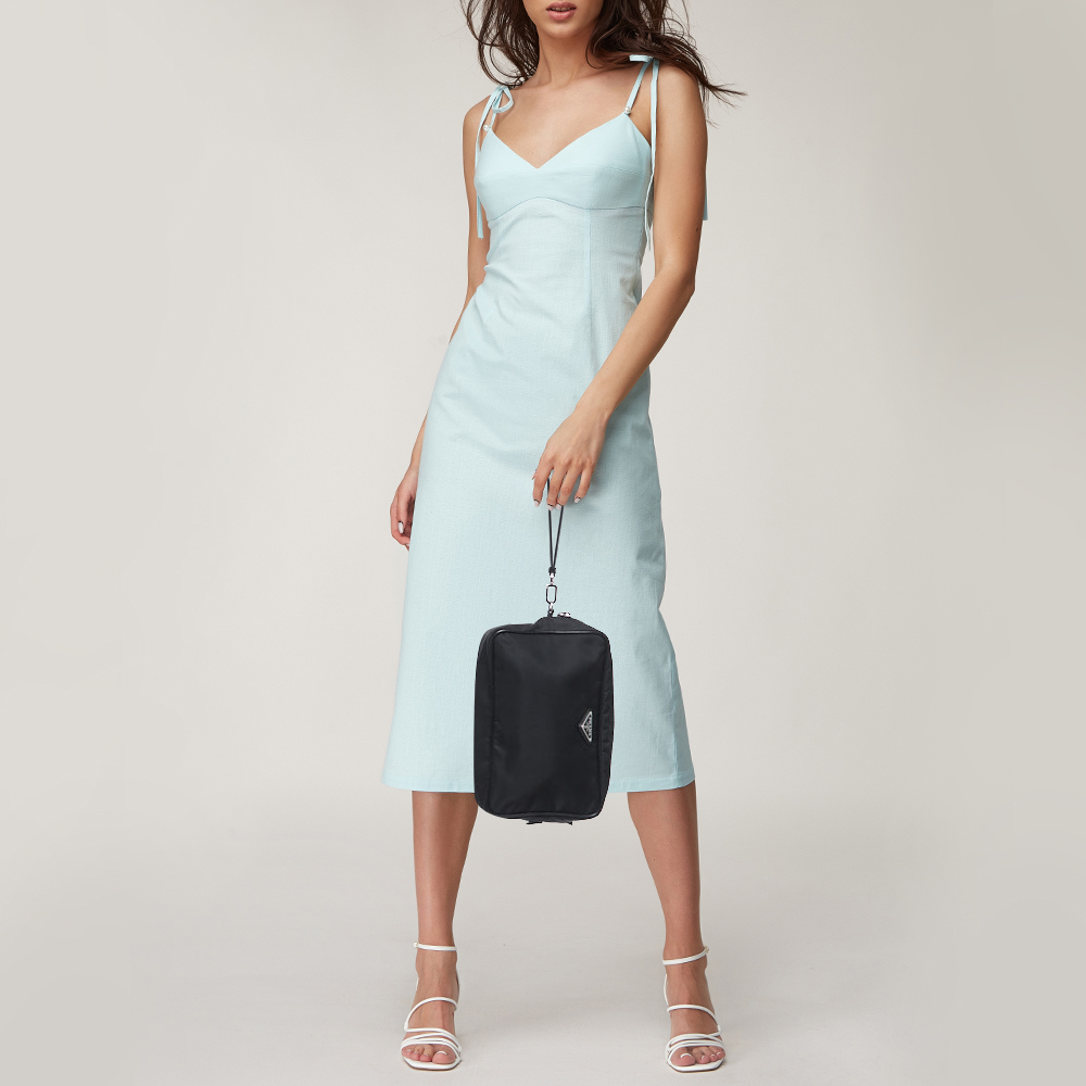 

Prada Black Nylon Logo Cosmetic Pouch