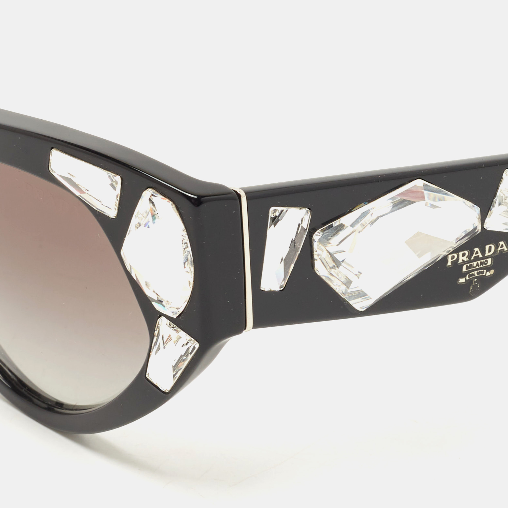 

Prada Black Crystals Embellished Cat Eye Sunglasses