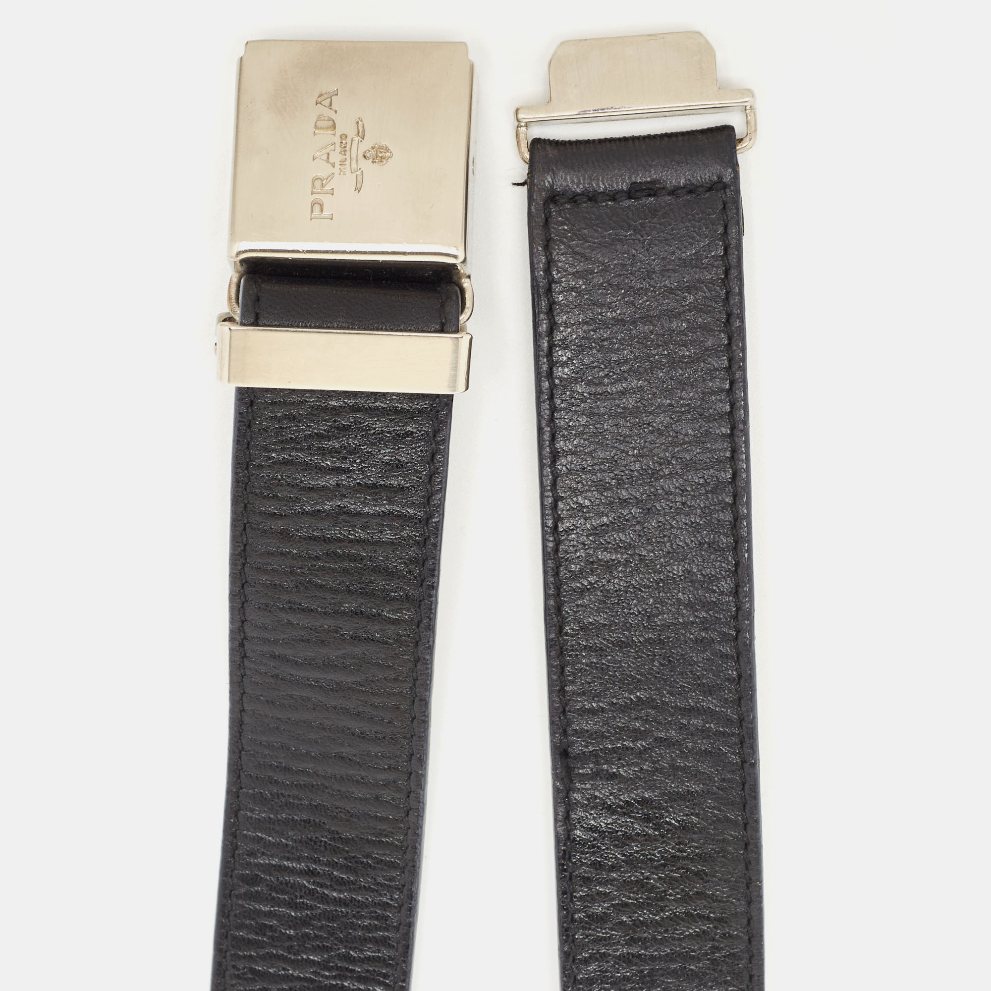 

Prada Black Leather Buckle Belt