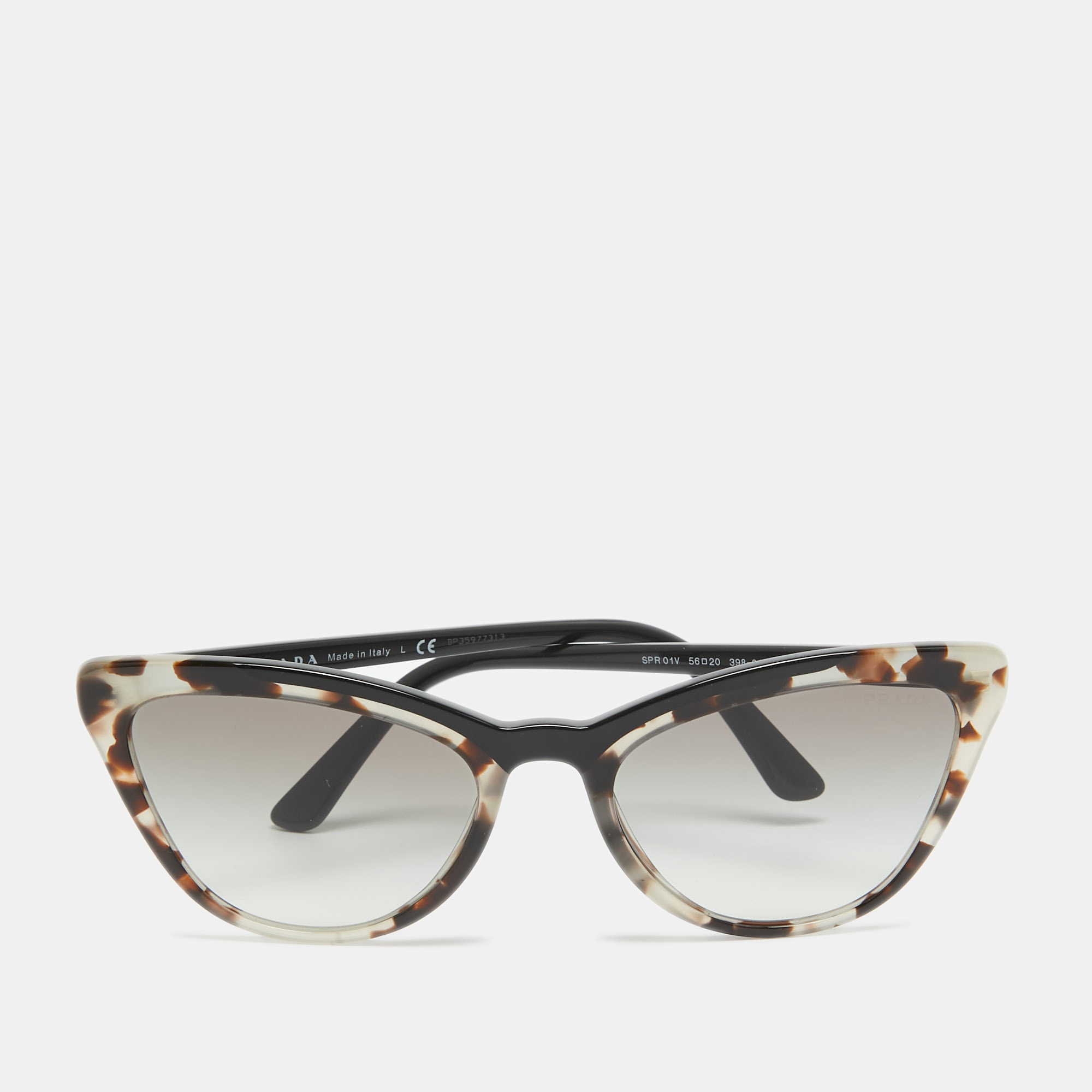 Pre-owned Prada Black Tortoiseshell Gradient Spr01v Cat Eye Sunglasses