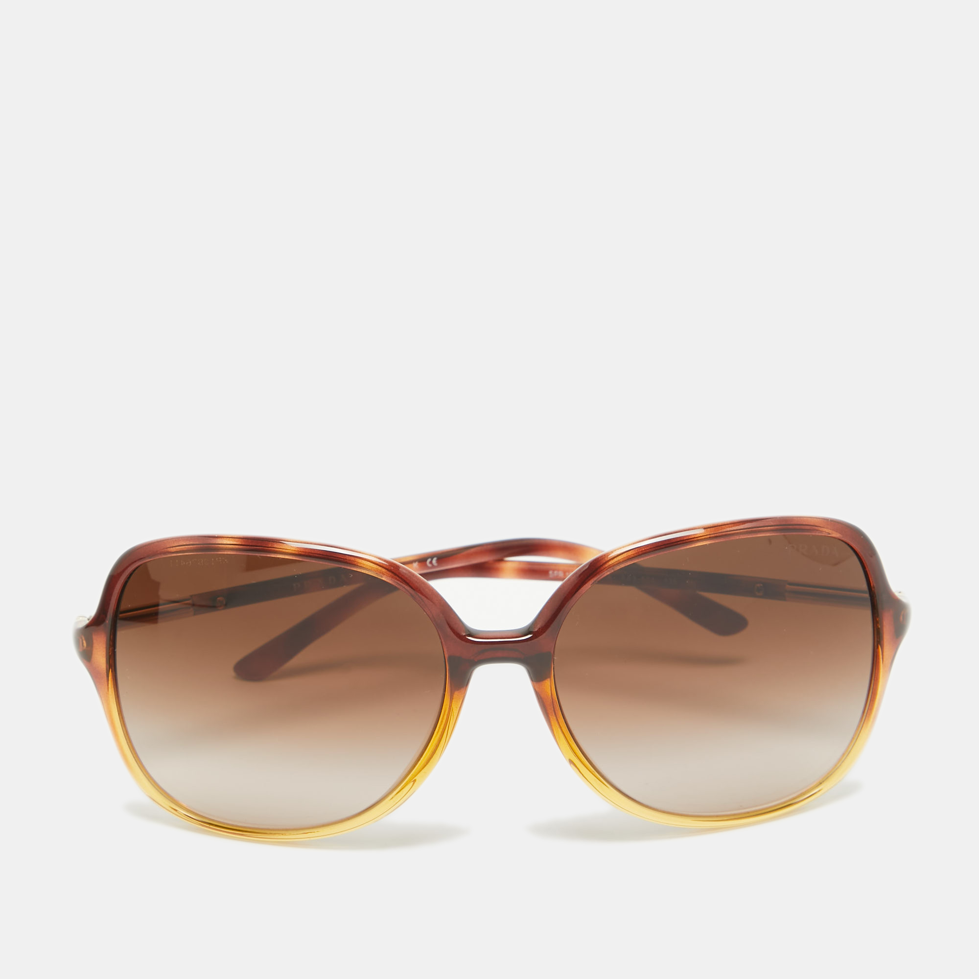 Pre-owned Prada Brown Gradient Spr 18m Oversized Sunglasses