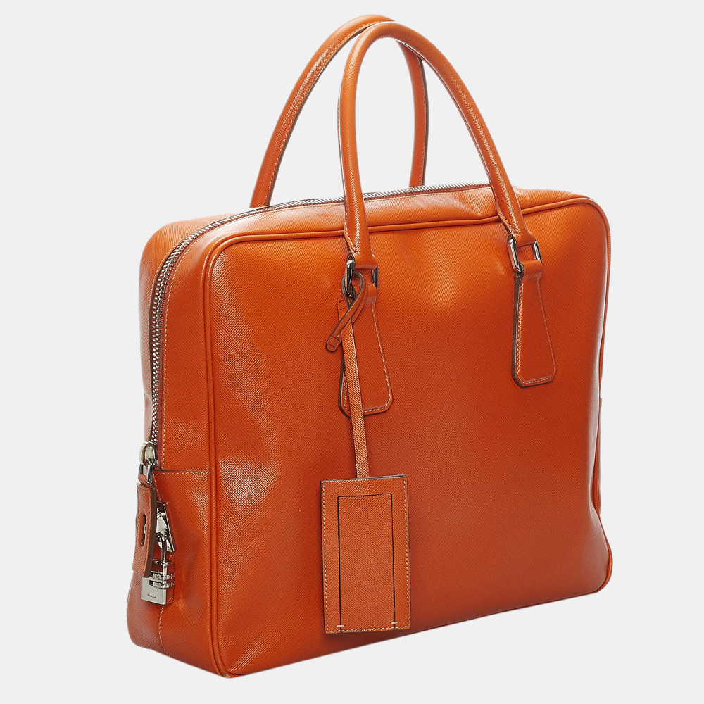 

Prada Orange Saffiano Business Bag