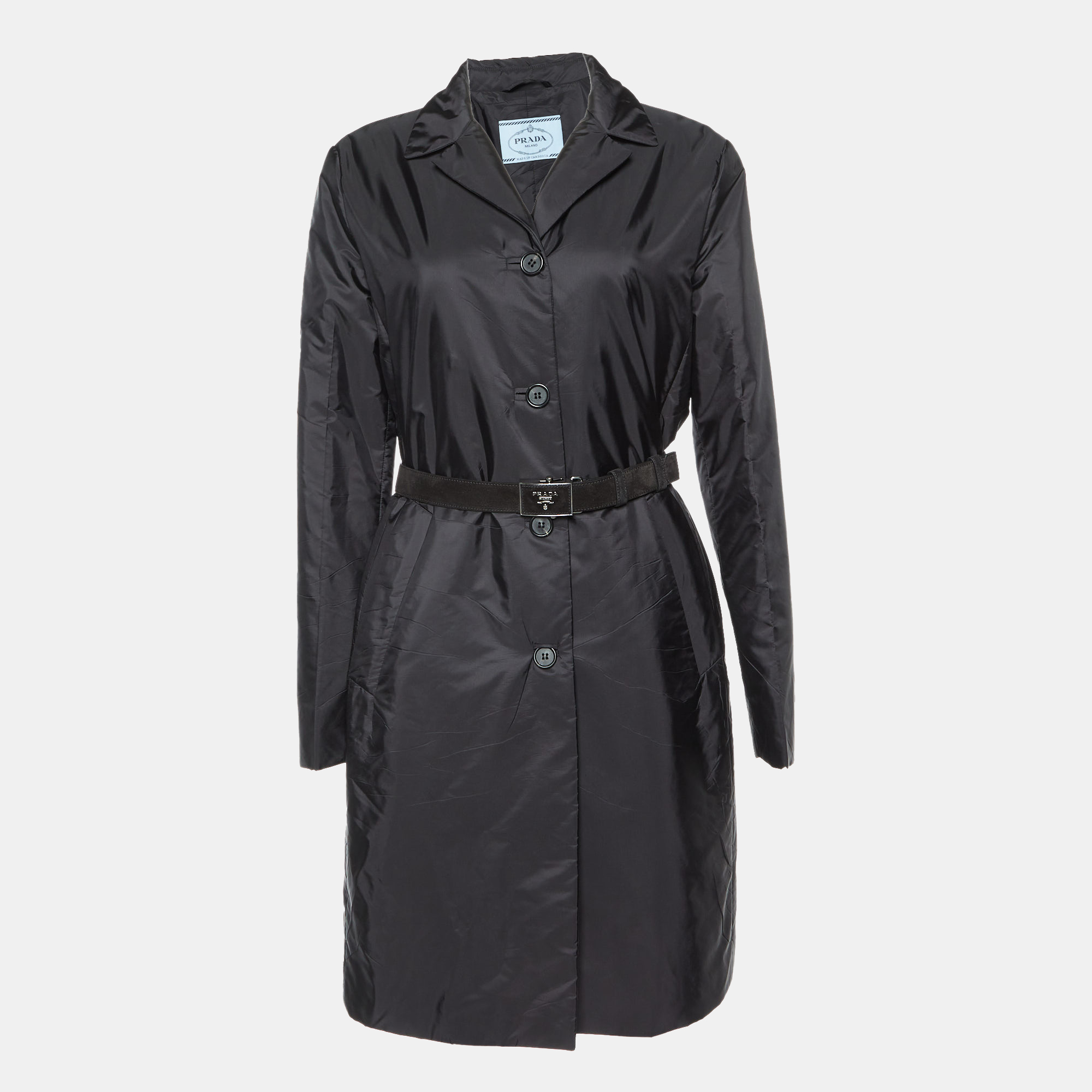 

Prada Black Synthetic Mid Length Coat M
