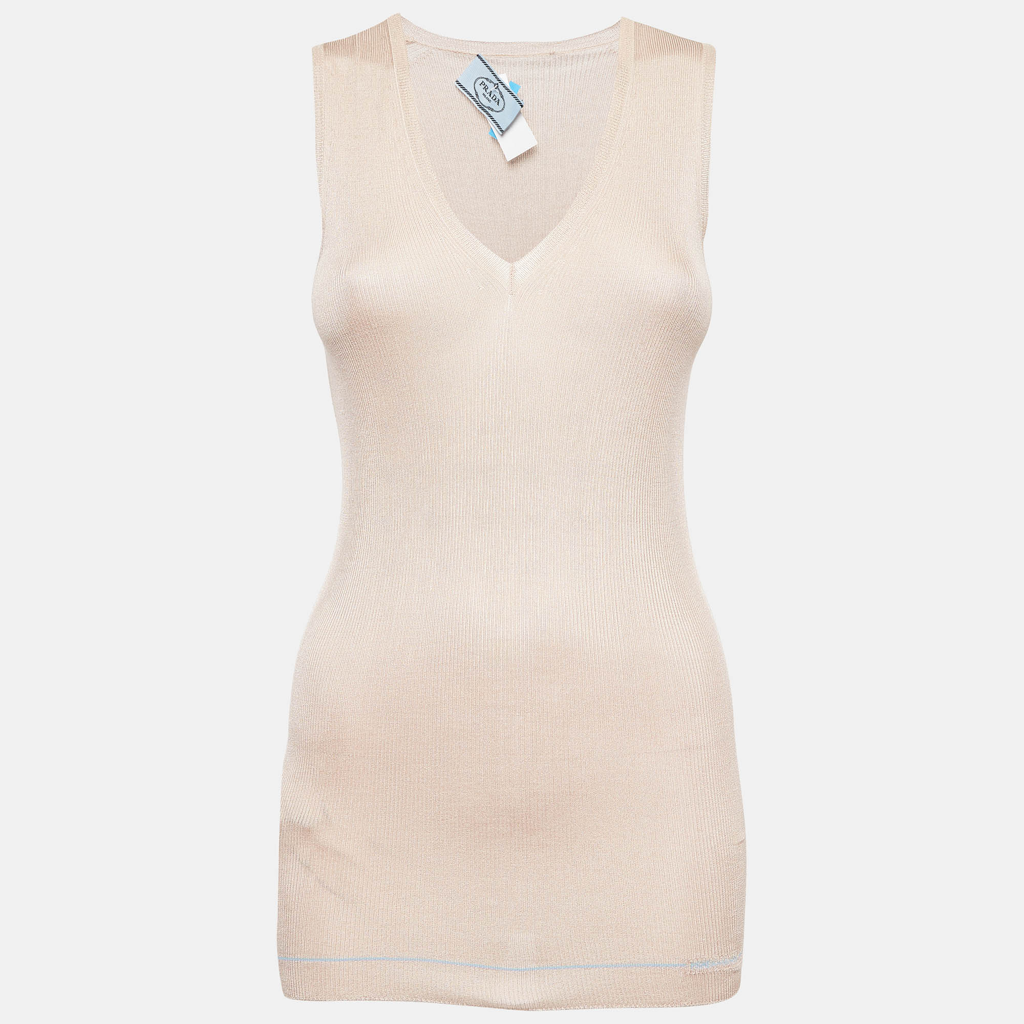 

Prada Sand Brown Silk Knit Tank Top M