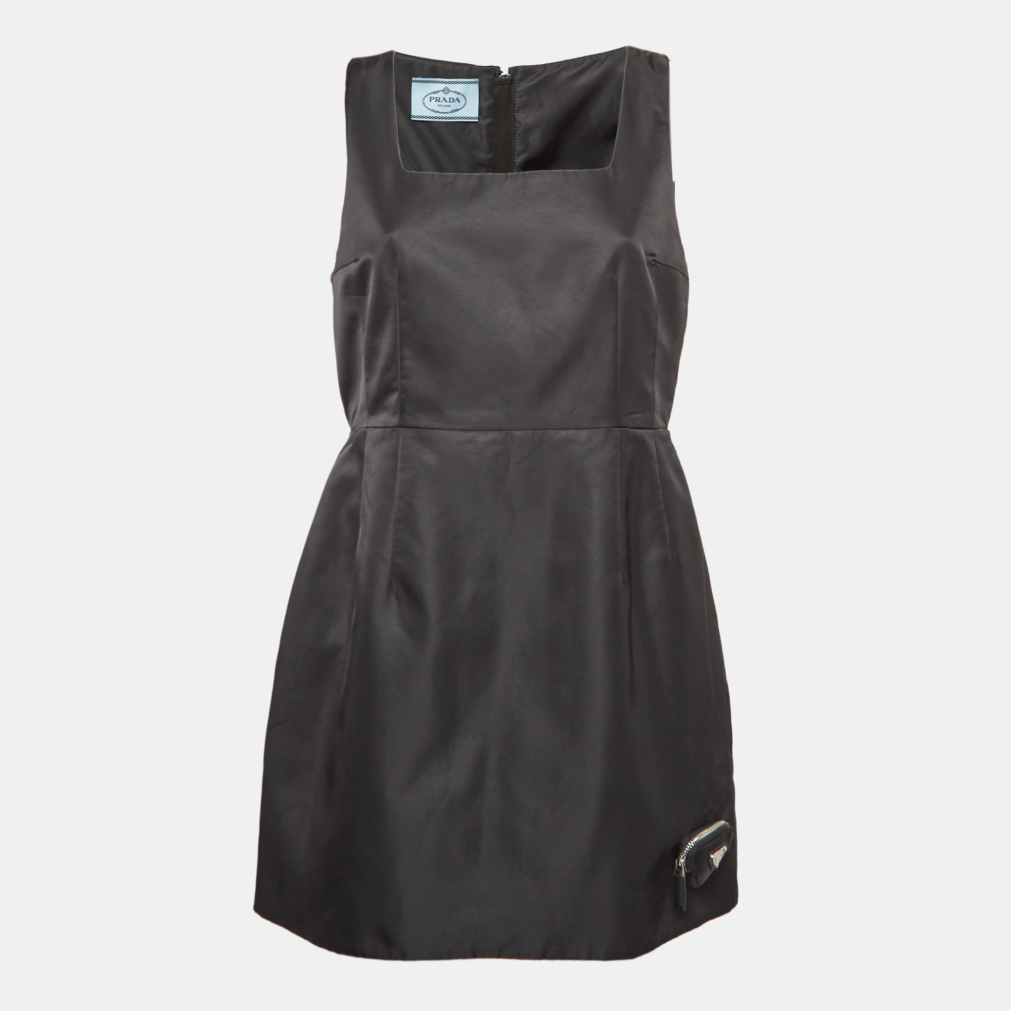 

Prada Black Nylon Triangular Pouch Detail Mini Dress S