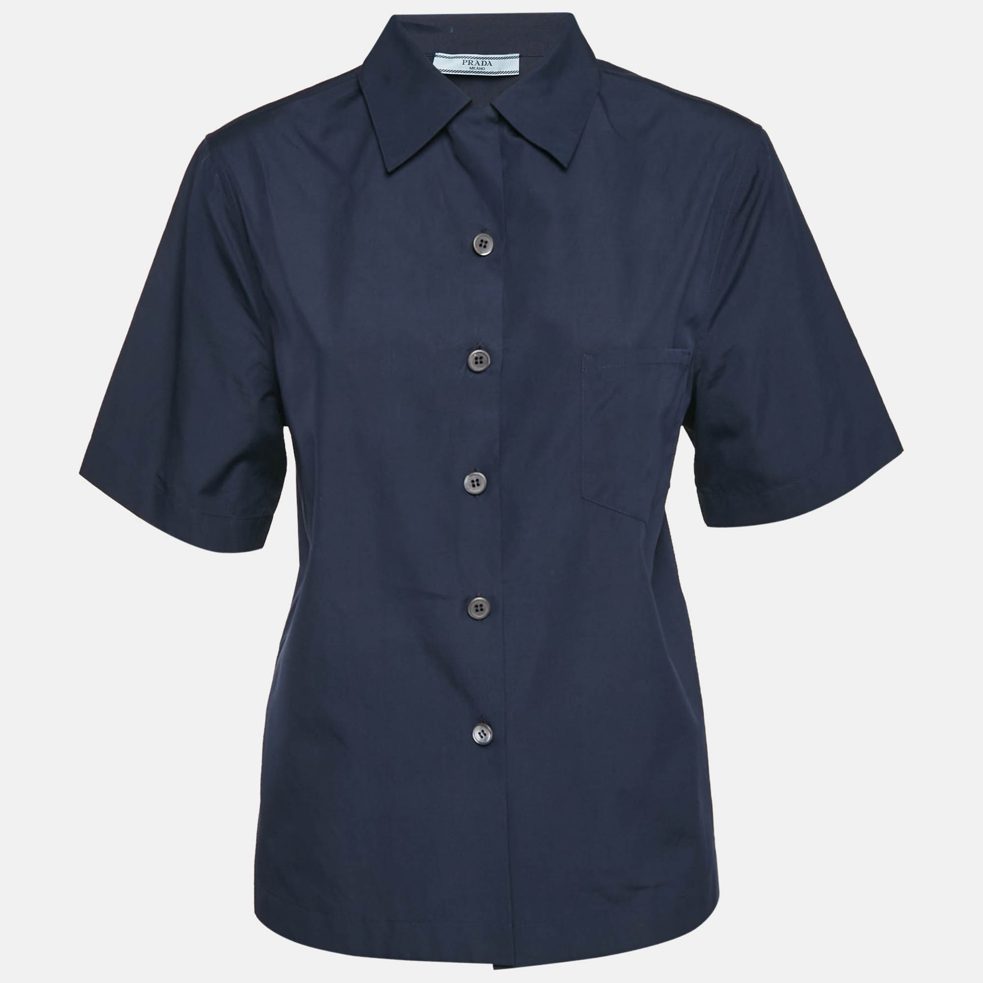 

Prada Navy Blue Poplin Short Sleeve Shirt M