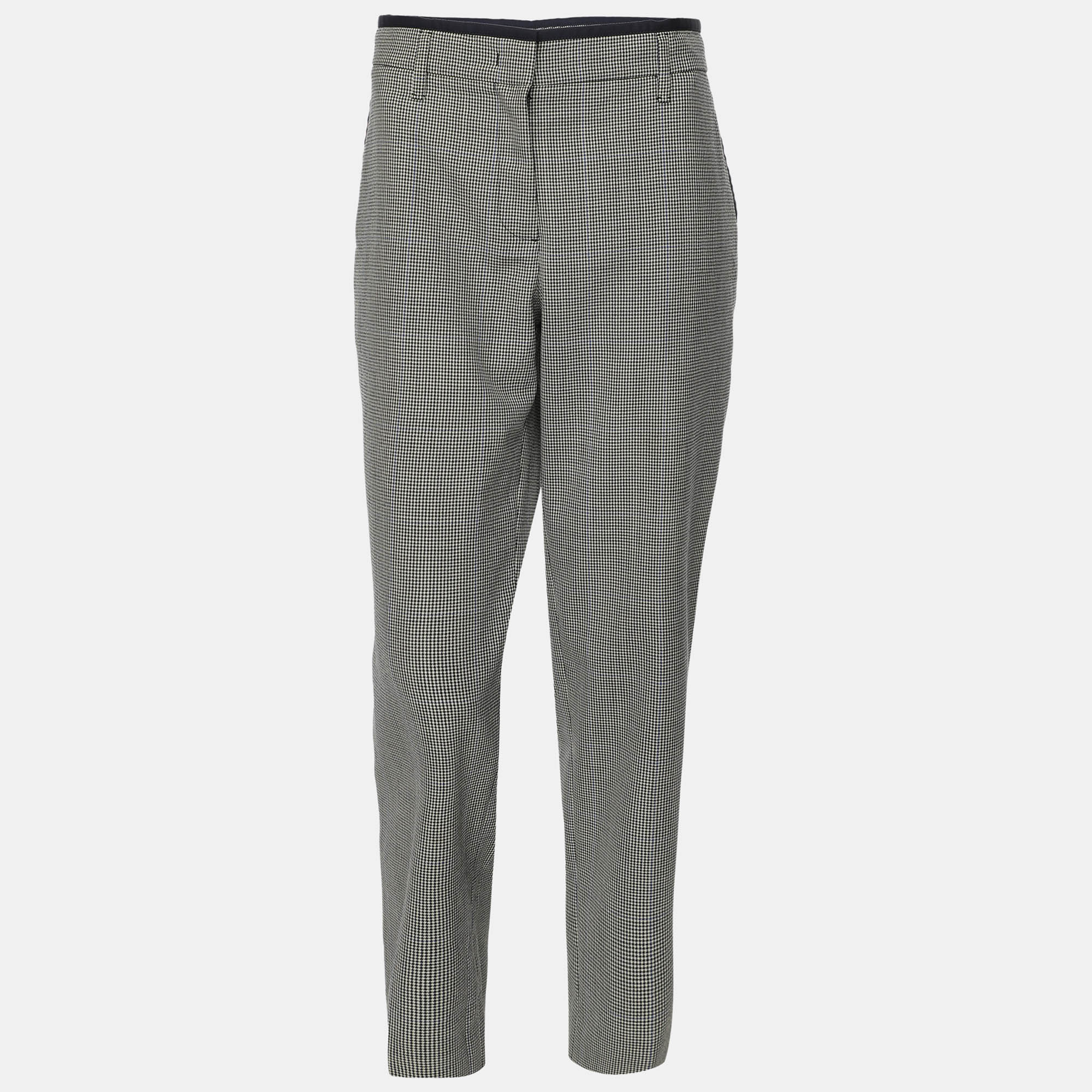 

Prada White/Black Checkered Virgin Wool Trouser M