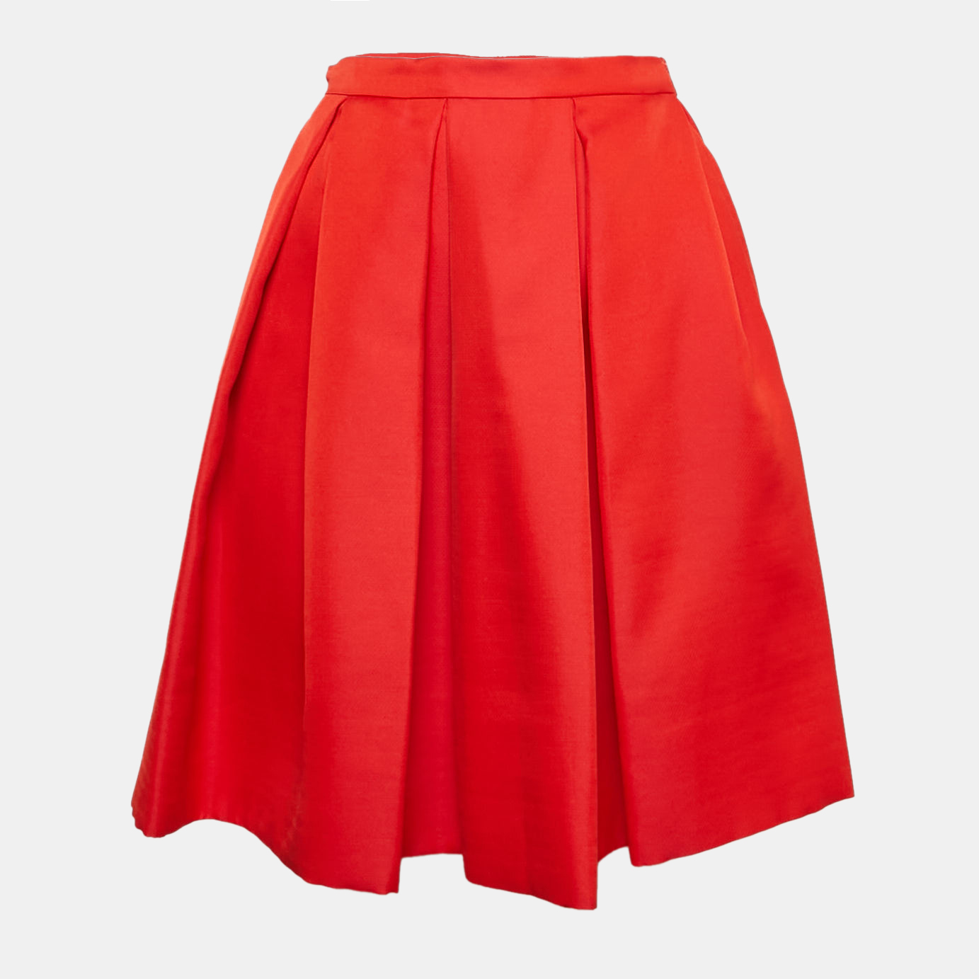 

Prada Red Crepe Box Pleats Short Skirt XS