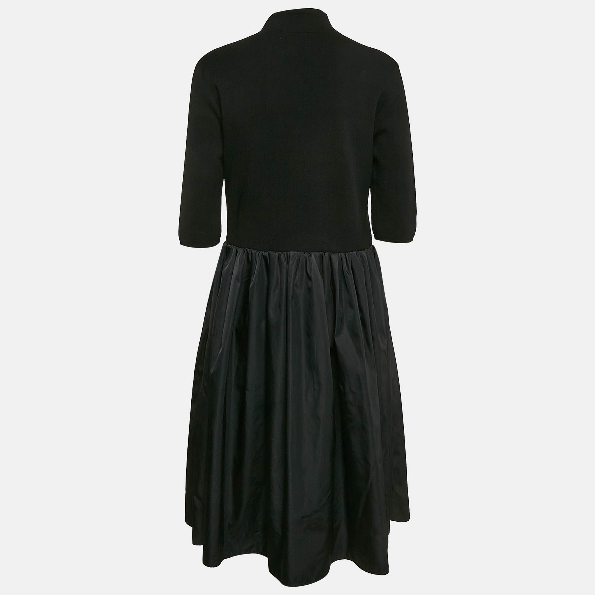 

Prada Black Nylon and Knit Midi Dress L