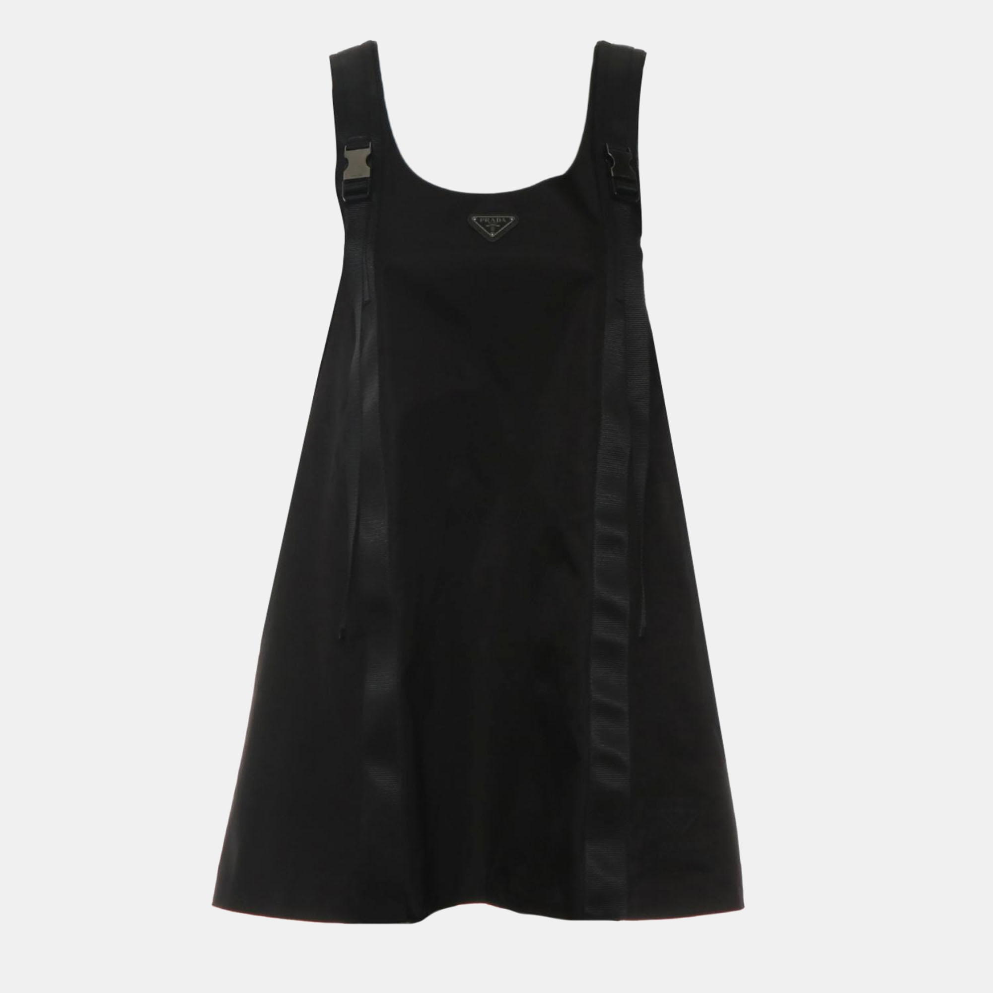 

Prada Re-Nylon Logo-Plaque Mini Dress, Black