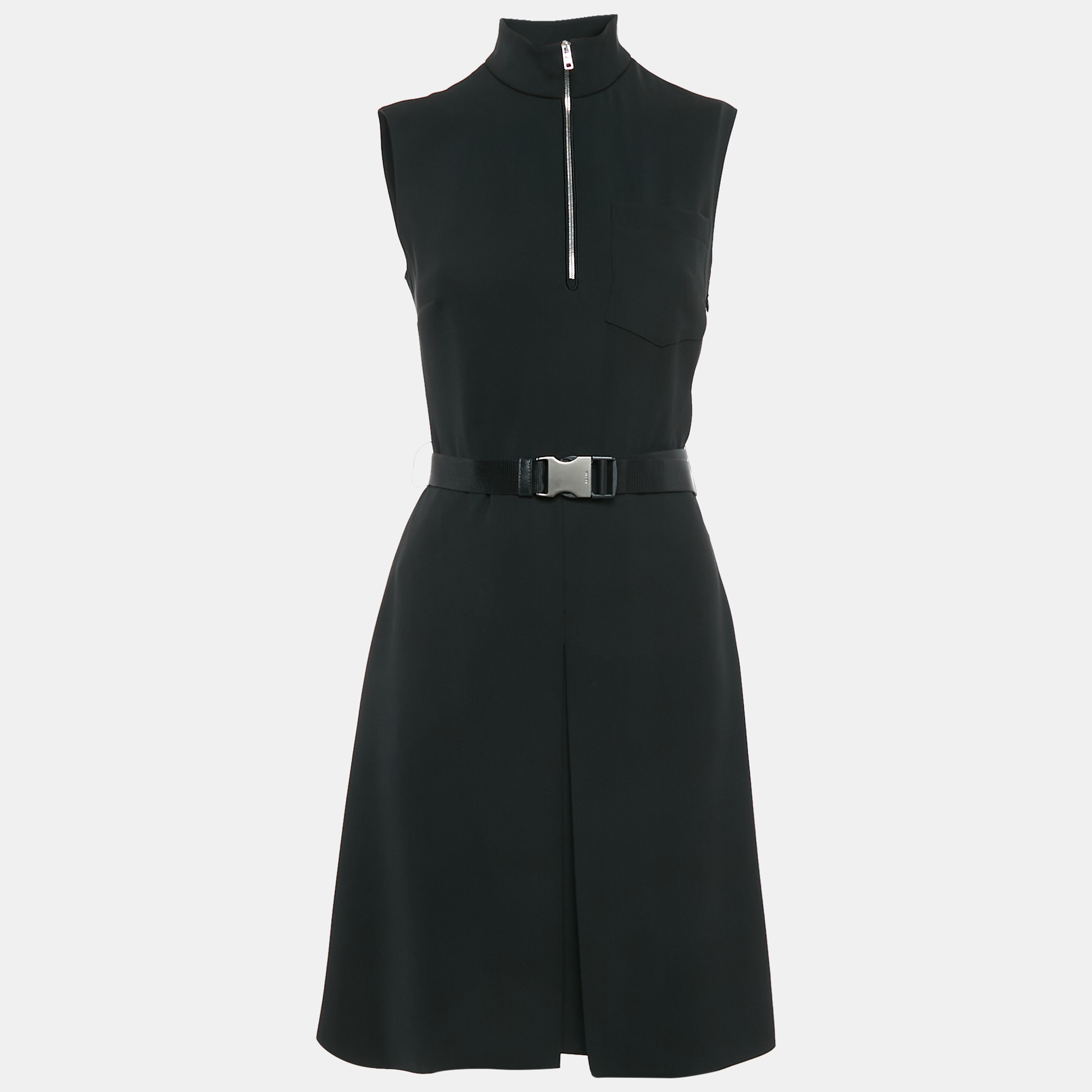 

Prada Black Crepe Sleeveless High-Neck Mini Dress S