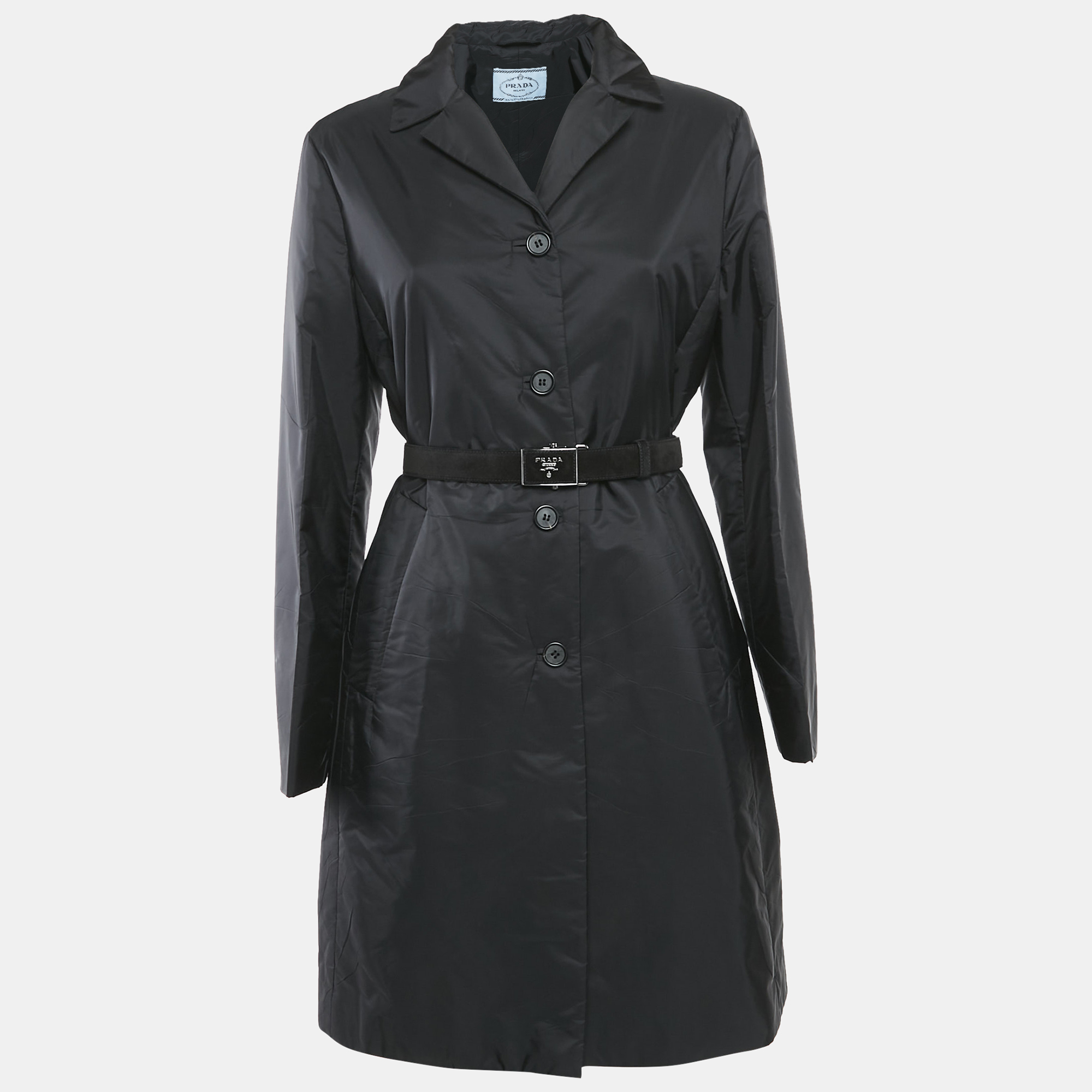 

Prada Black Nylon Belted Puffer Coat M