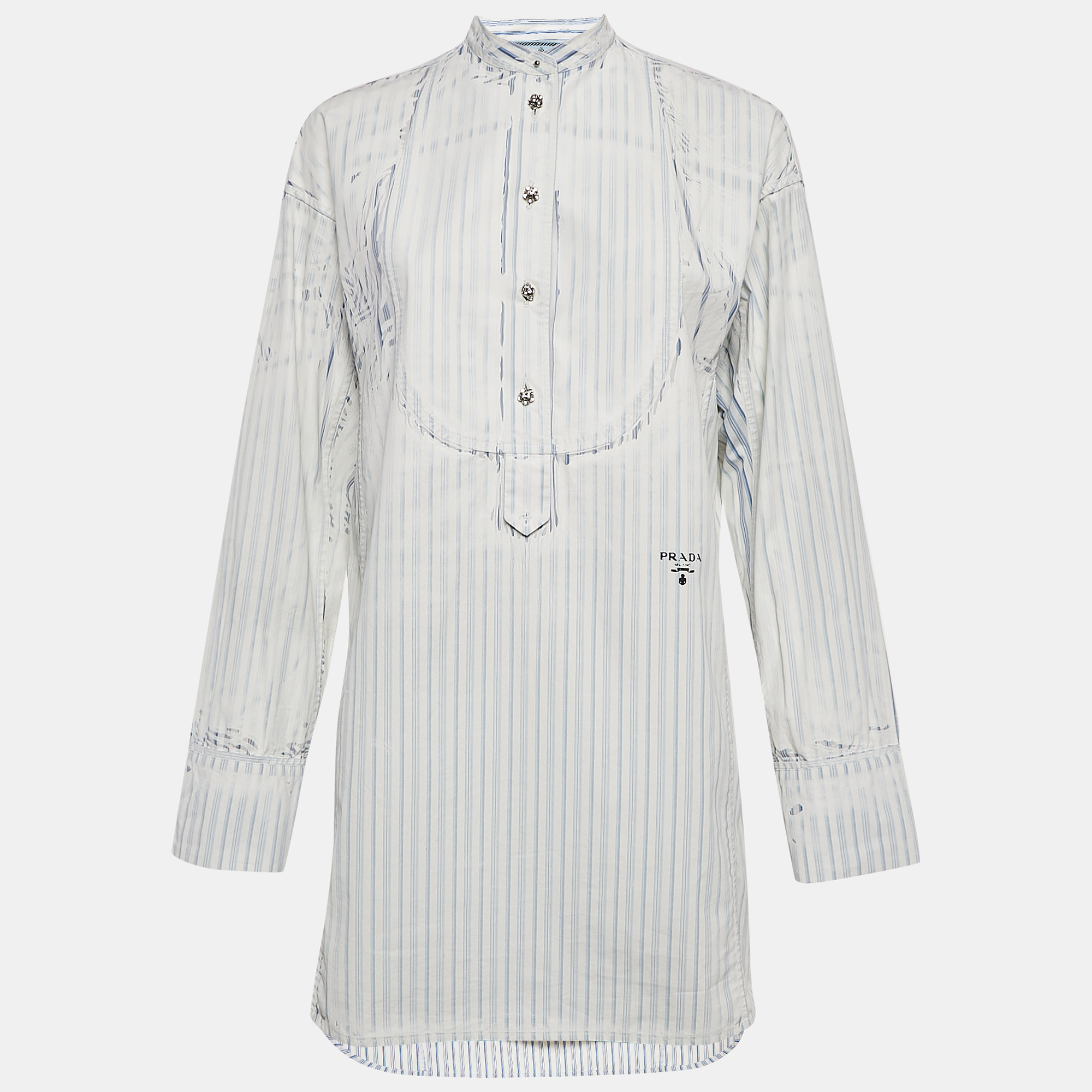 

Prada Blue Striped Cotton Tunic Dress S