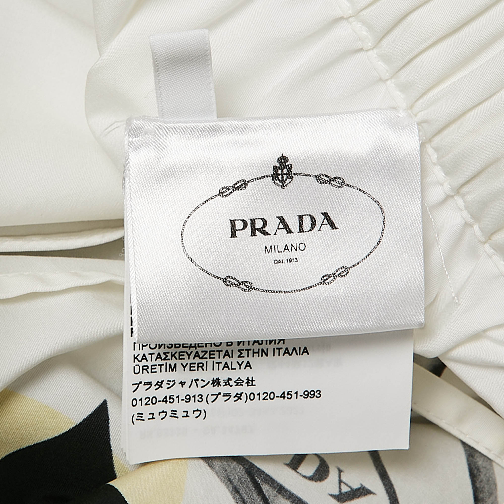 Prada White Printed Cotton Poplin Shorts L 