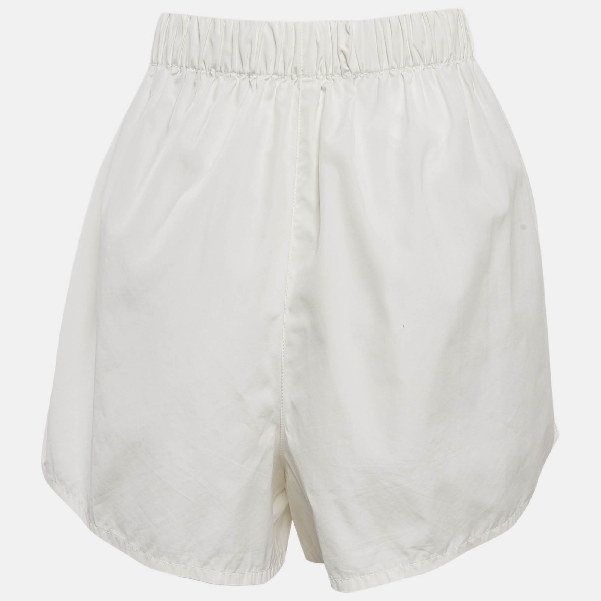 Prada White Printed Cotton Poplin Shorts L 