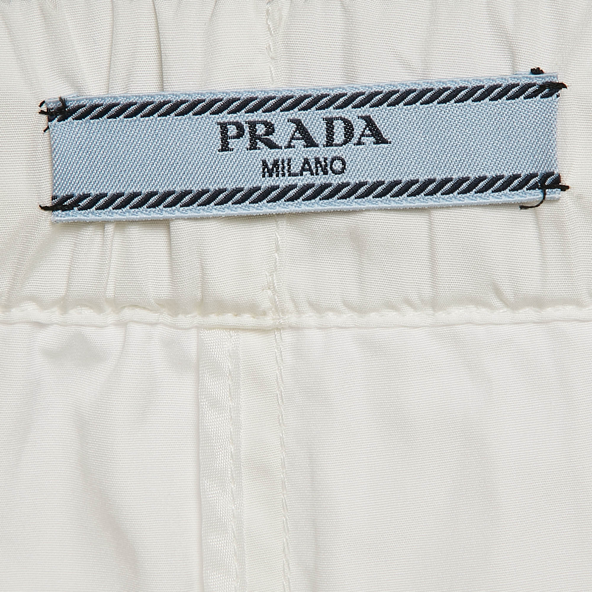 Prada White Printed Cotton Poplin Shorts L 