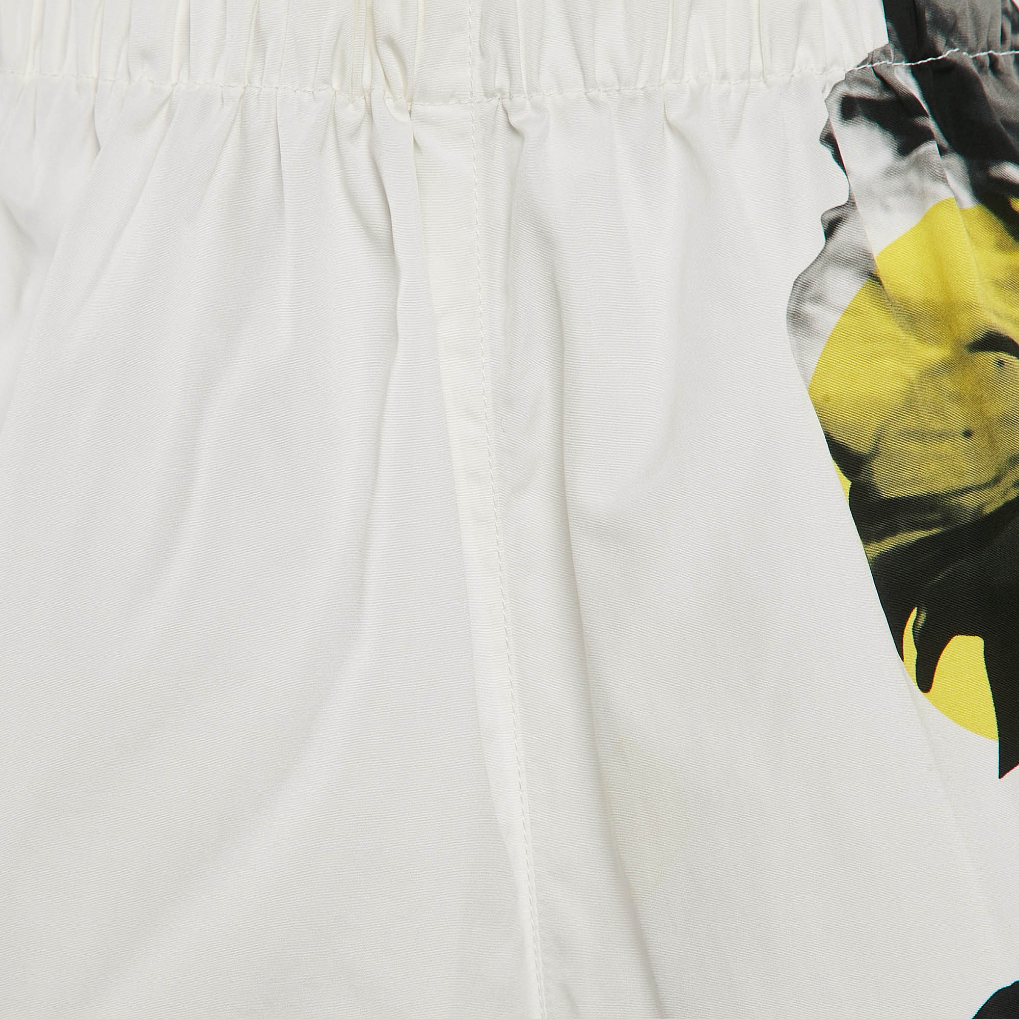 Prada White Printed Cotton Poplin Shorts L 