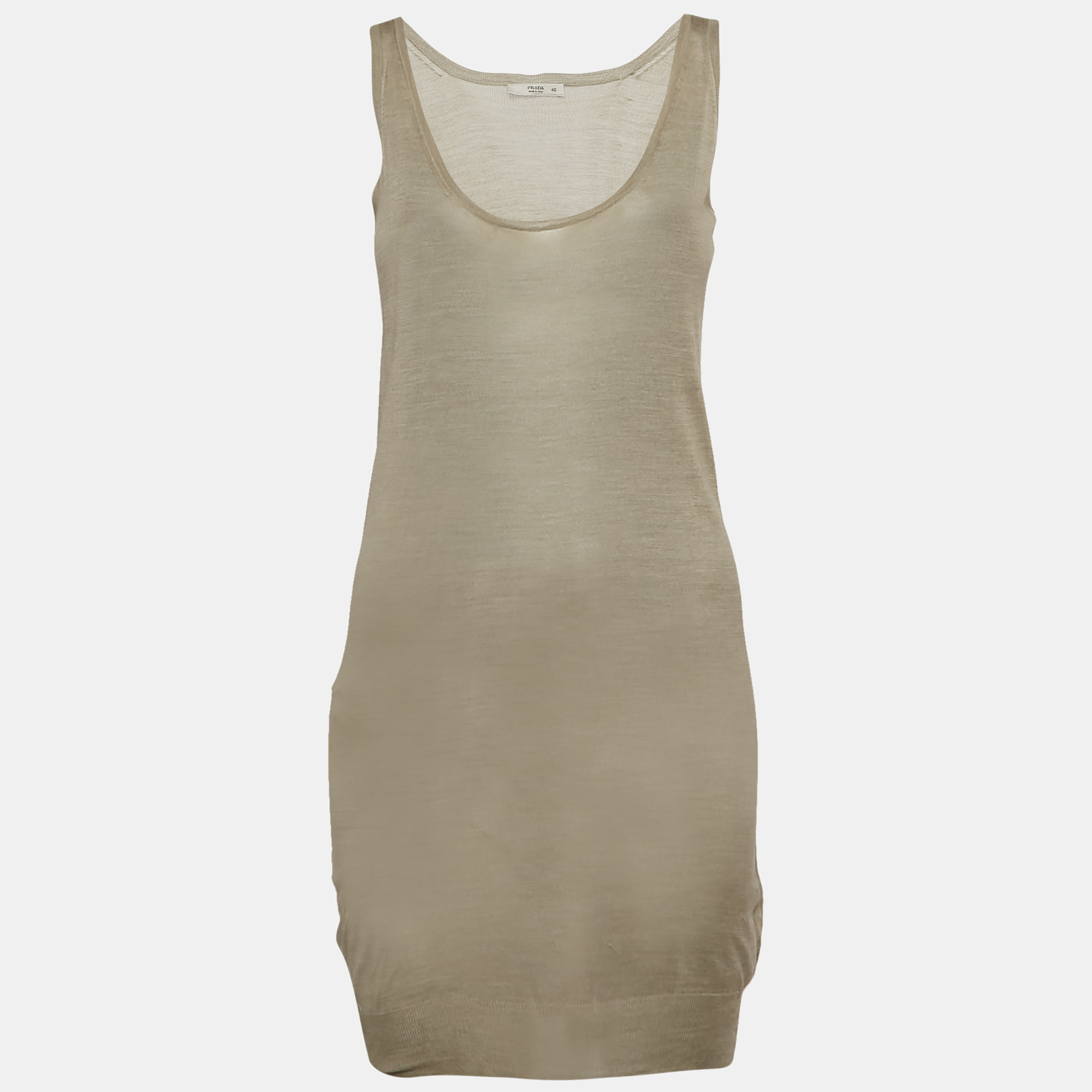 

Prada Green Knit Round Neck Tank Top S