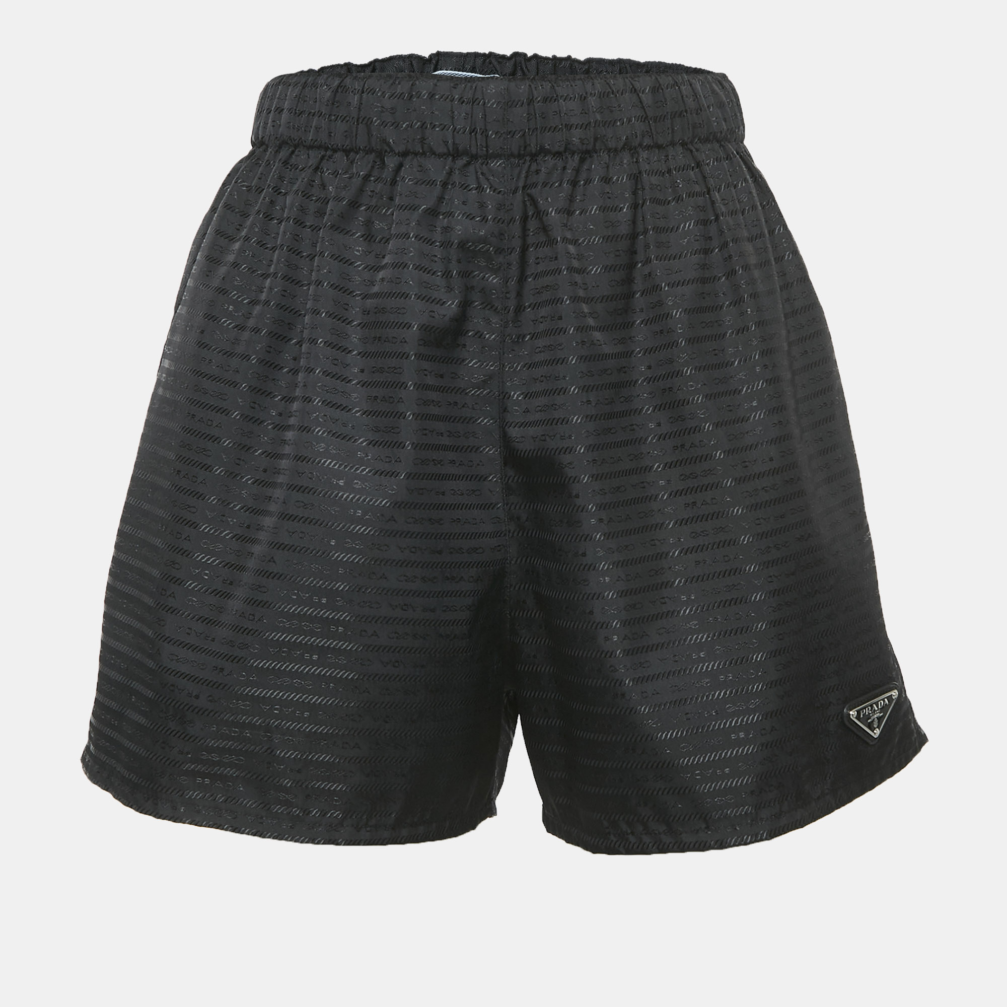 

Prada Black Logo Jacquard Nylon Shorts M