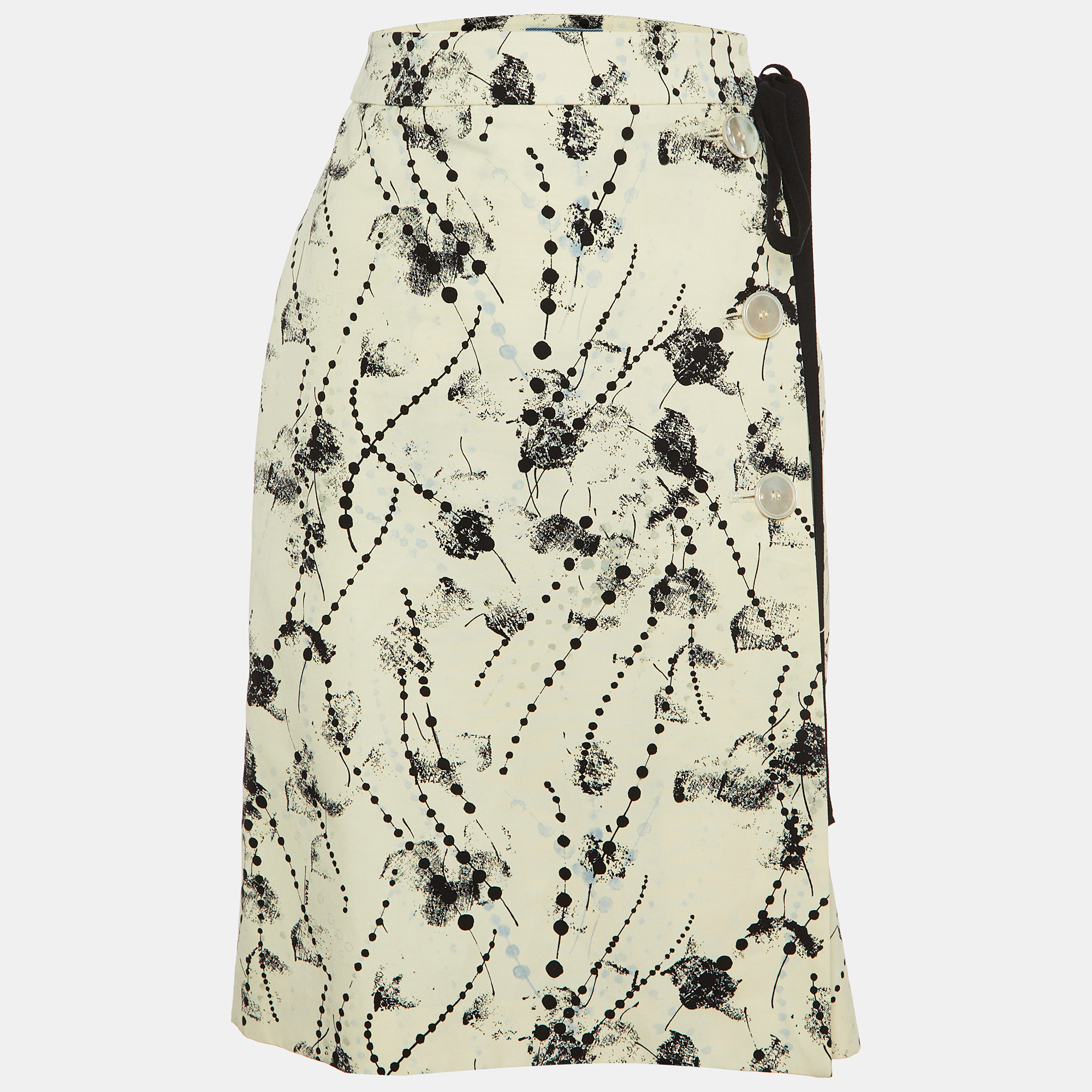 

Prada White Printed Cotton Midi Wrap Skirt S/M