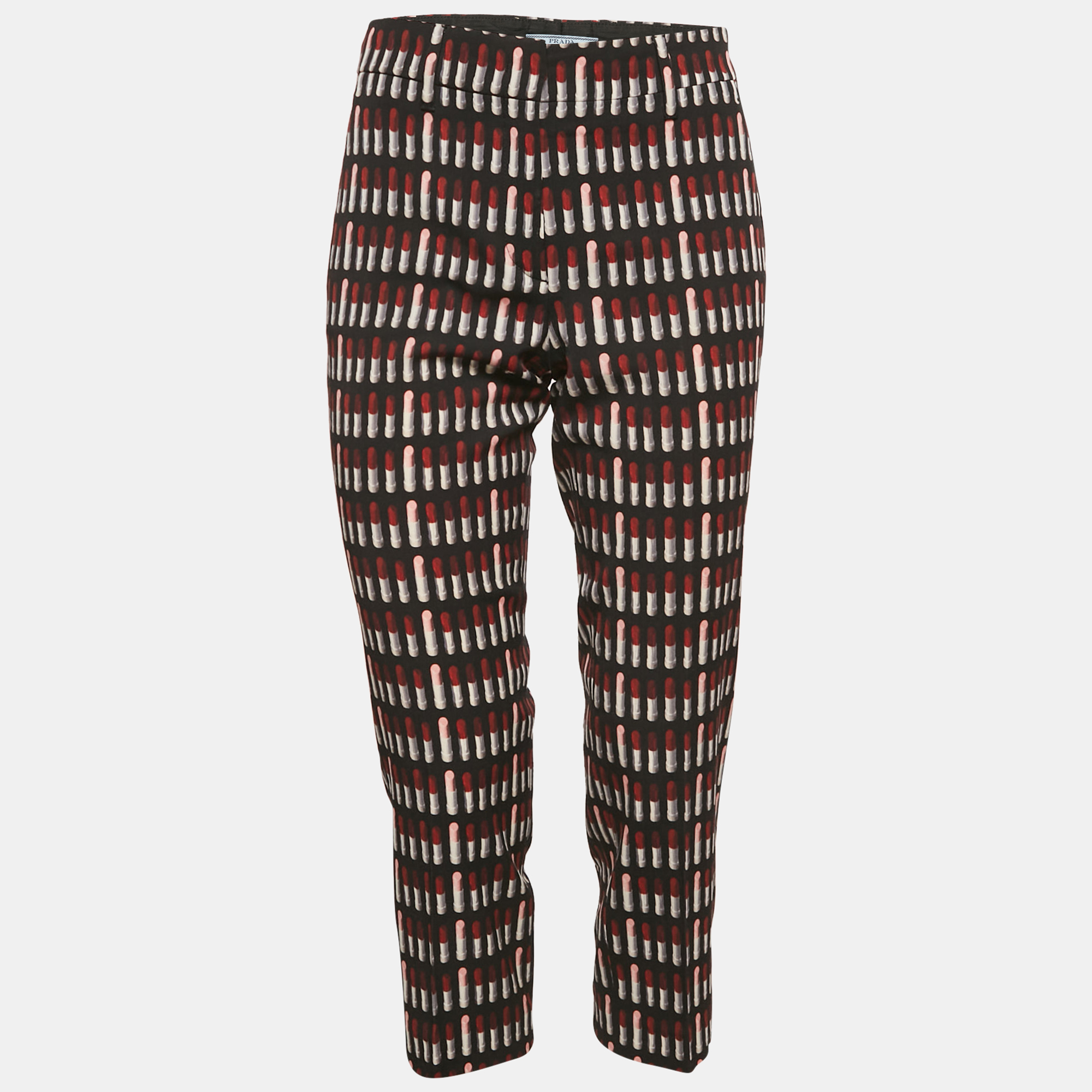 

Prada Black Lipstick Print Wool Capri Pants S