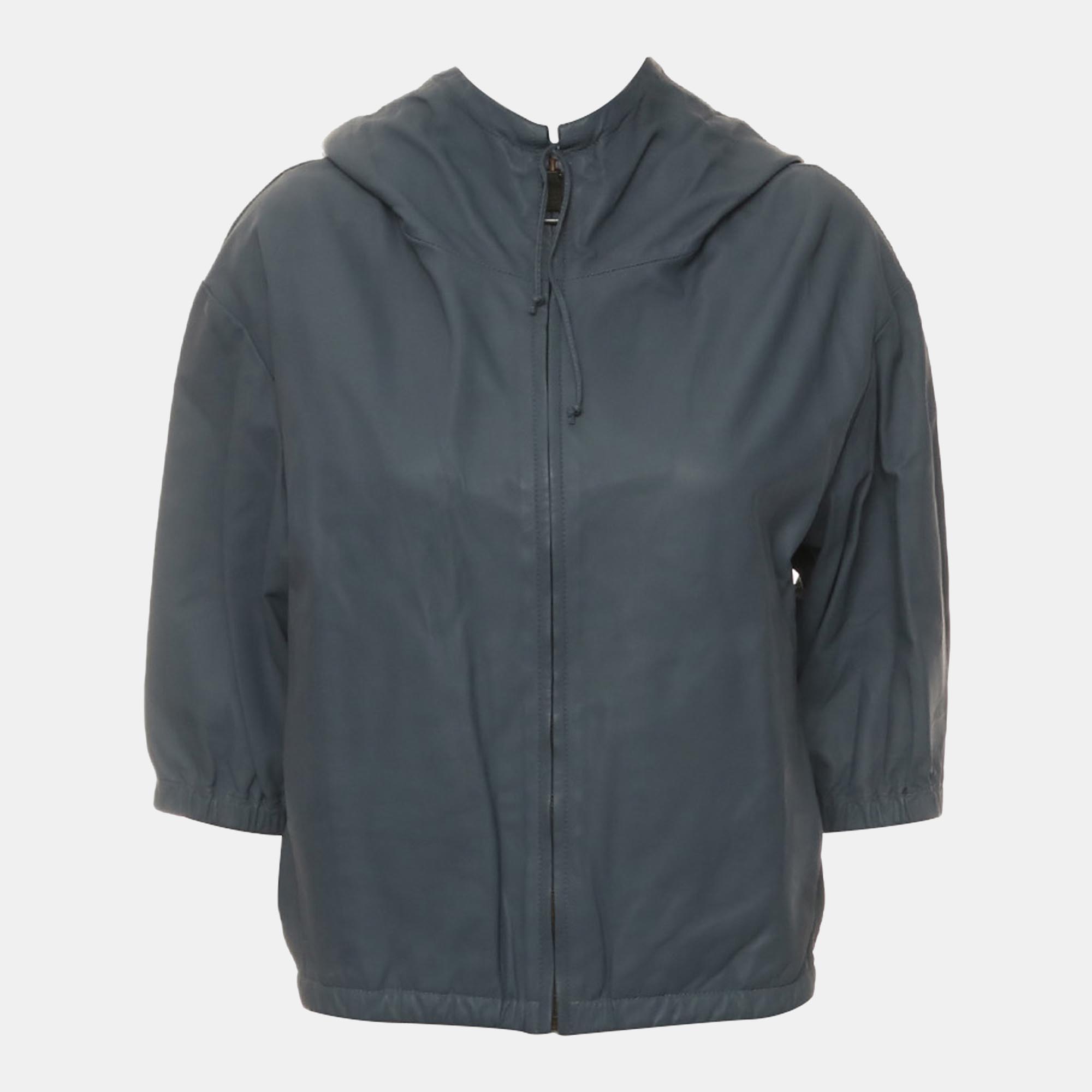 

Prada Blue Zipped Leather Jacket