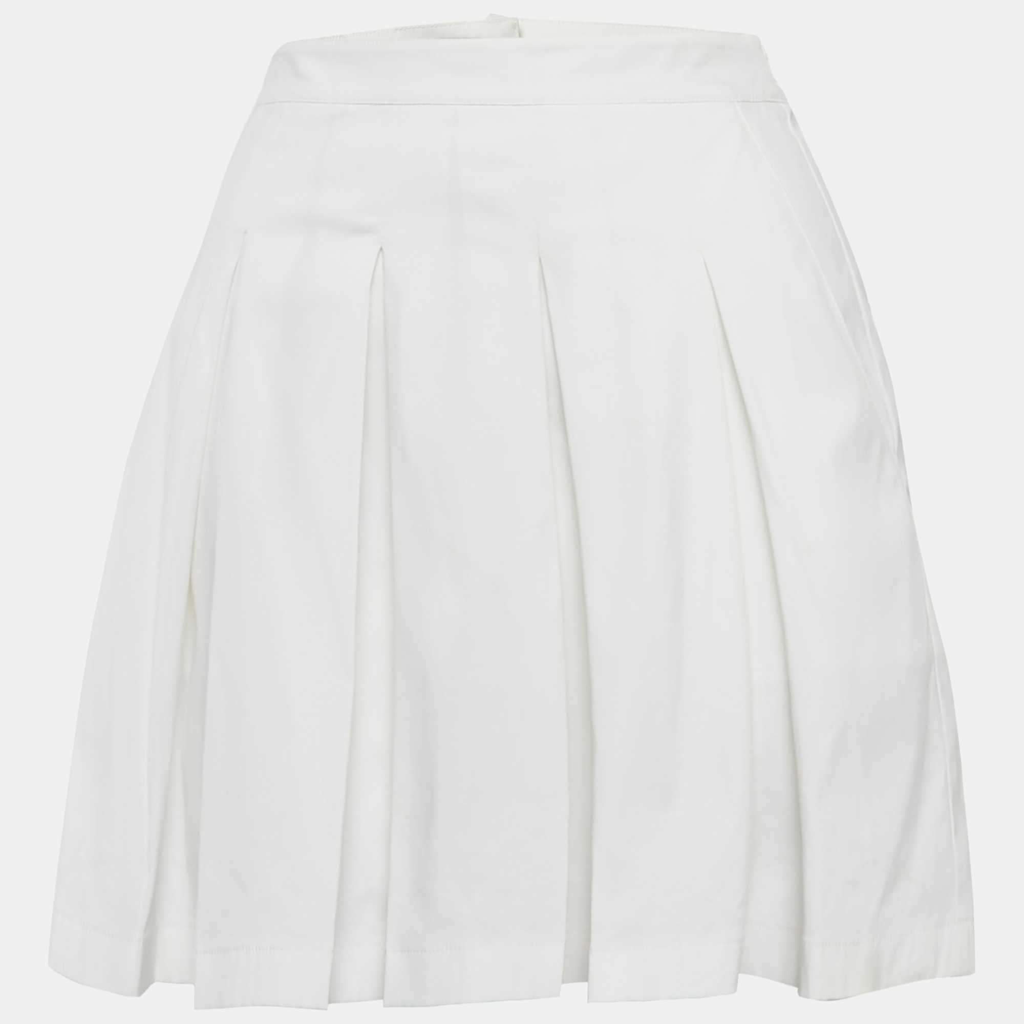 

Prada White Cotton Pleated Mini Skirt M