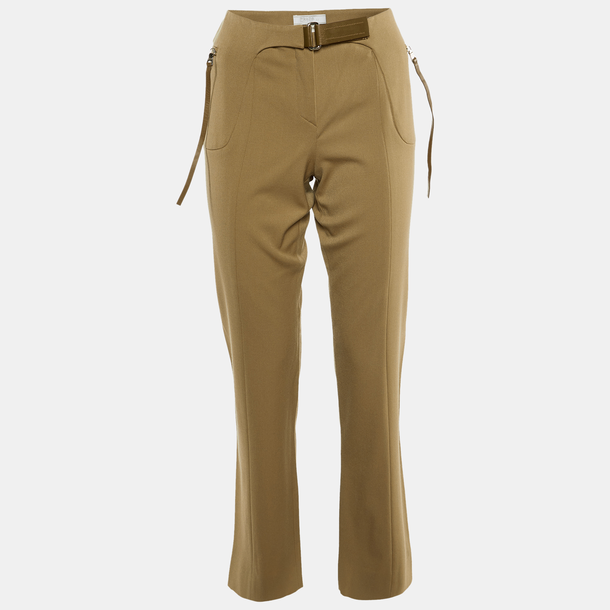 

Prada Khaki Brown Wool High Waist Trousers M