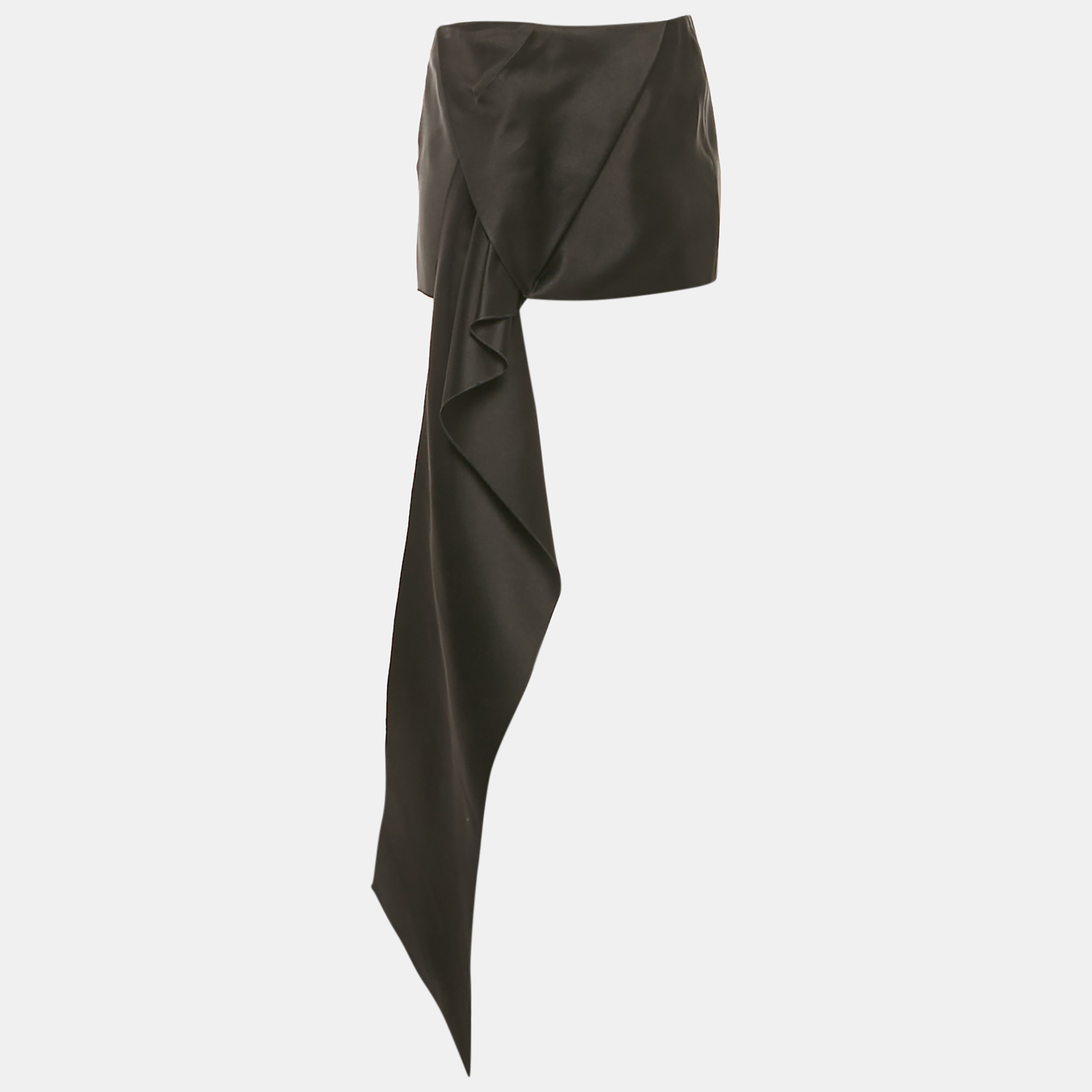 

Prada Black Satin Long Drape Detail Mini Skirt S