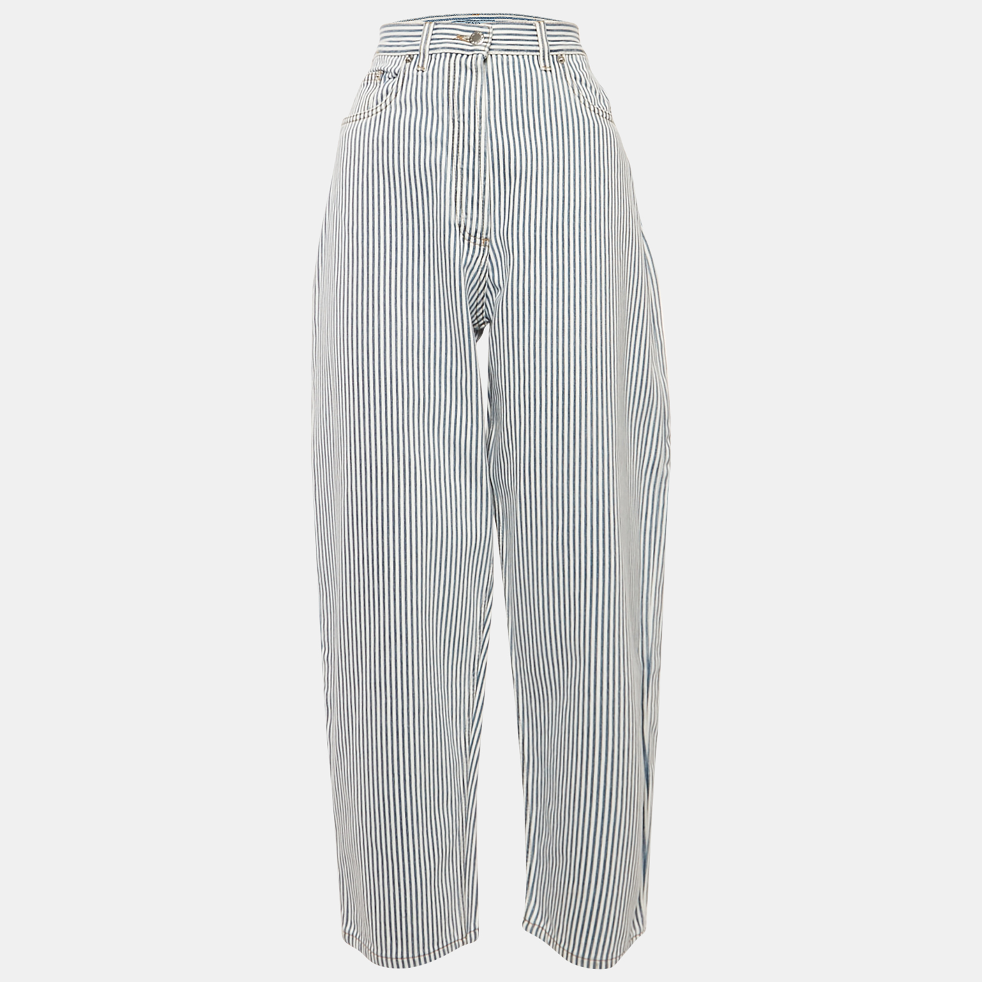 

Prada Blue Striped Denim Hight Rise Jeans M Waist 26"