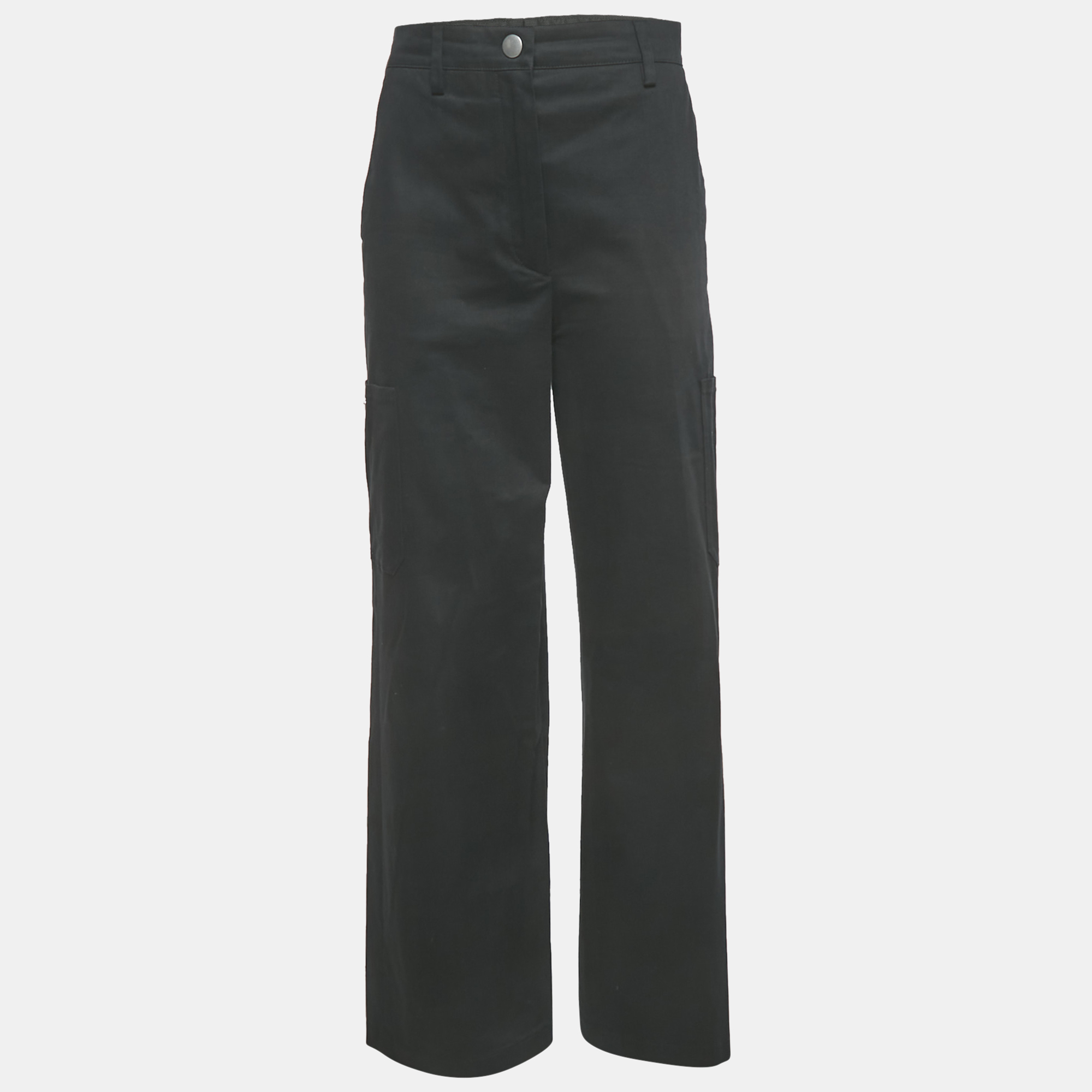

Prada Black Cotton Gabardine Wide Leg Trousers S
