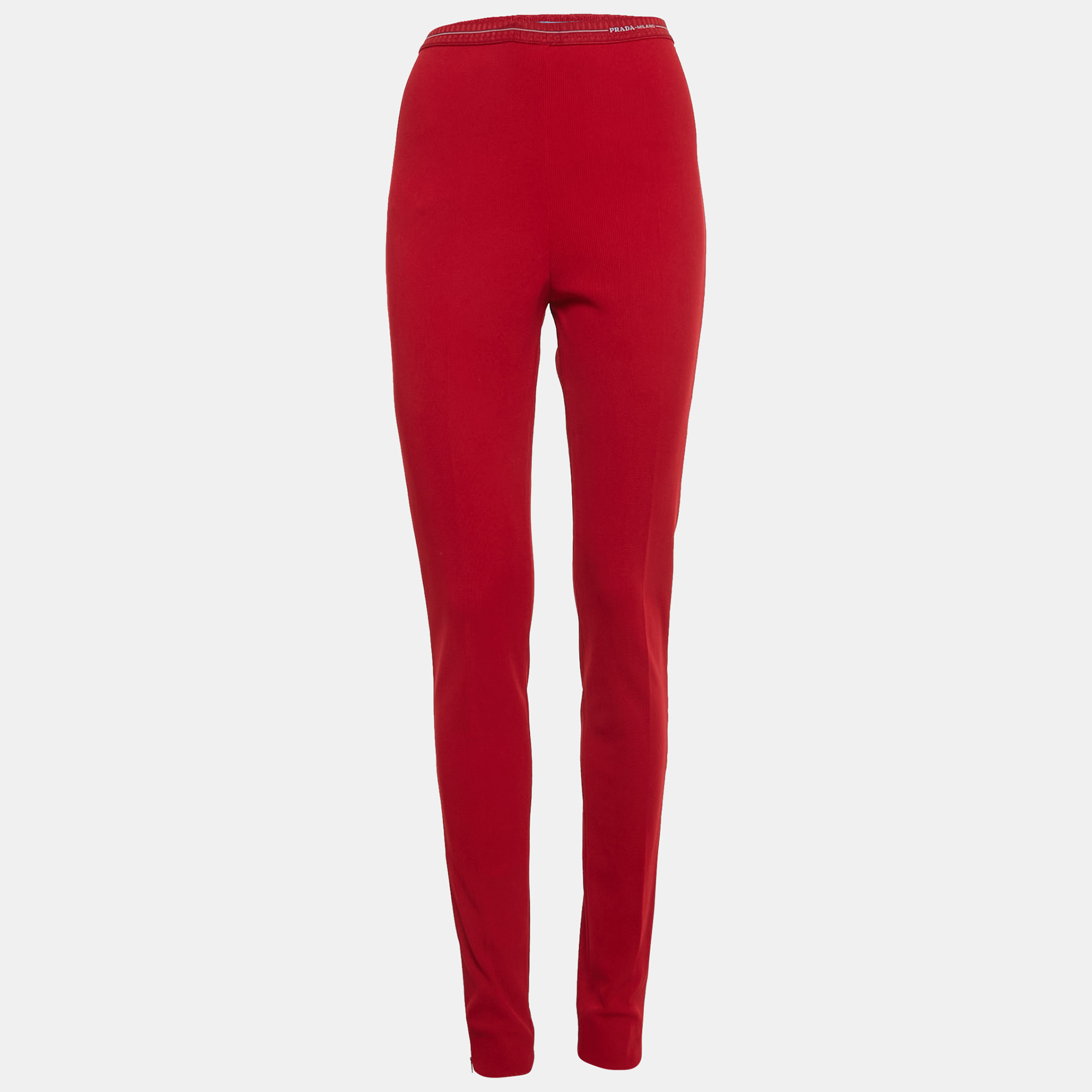 

Prada Red Textured Stretch Knit Pants M