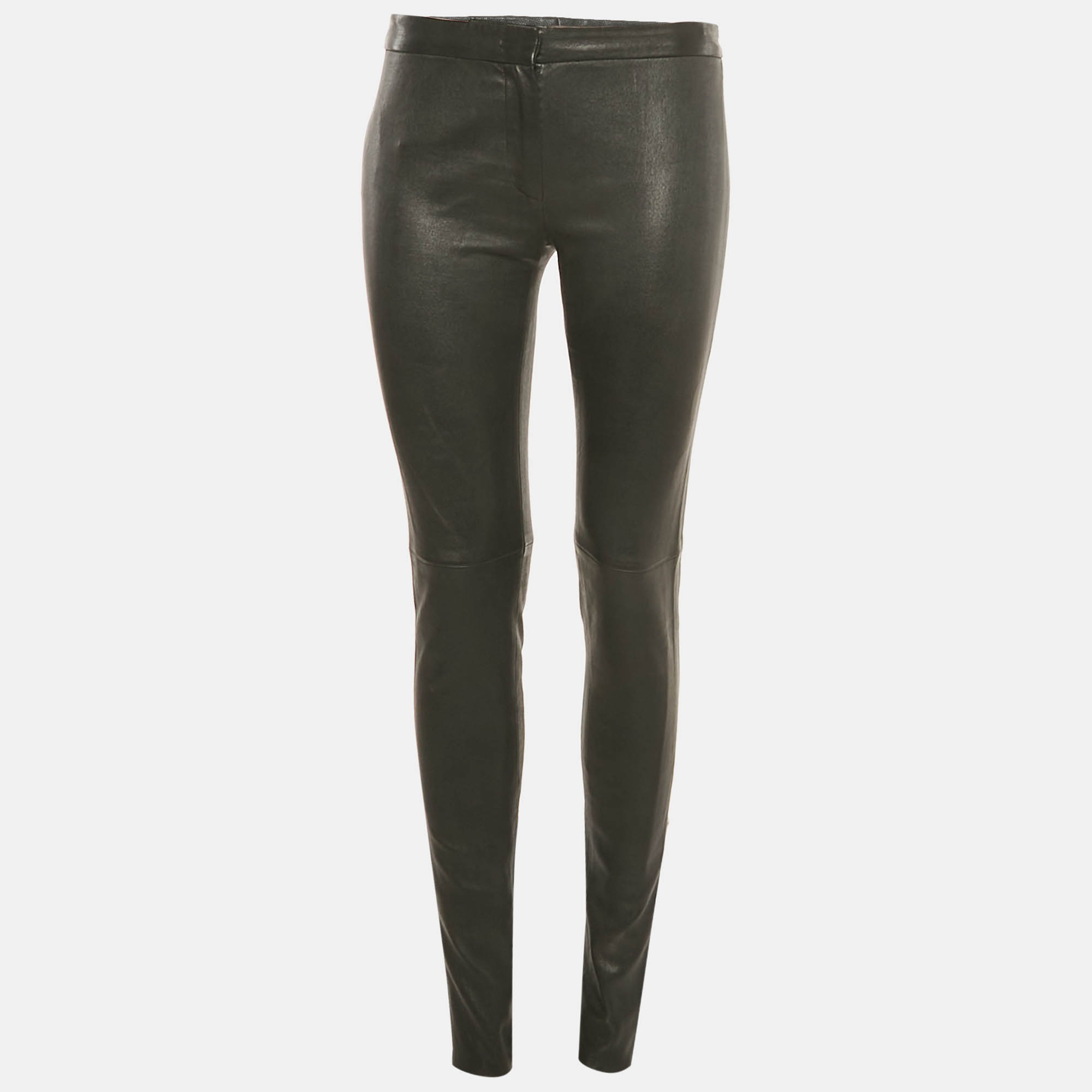 Prada Black Leather Skinny Pants M