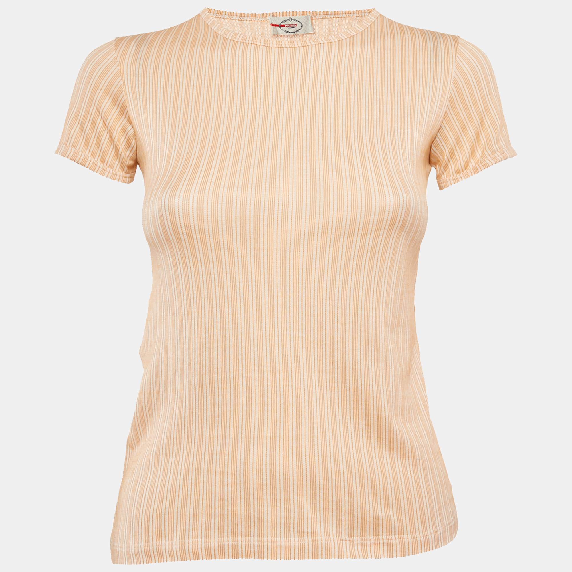 

Prada Orange Stripped Jersey Fitted Top S