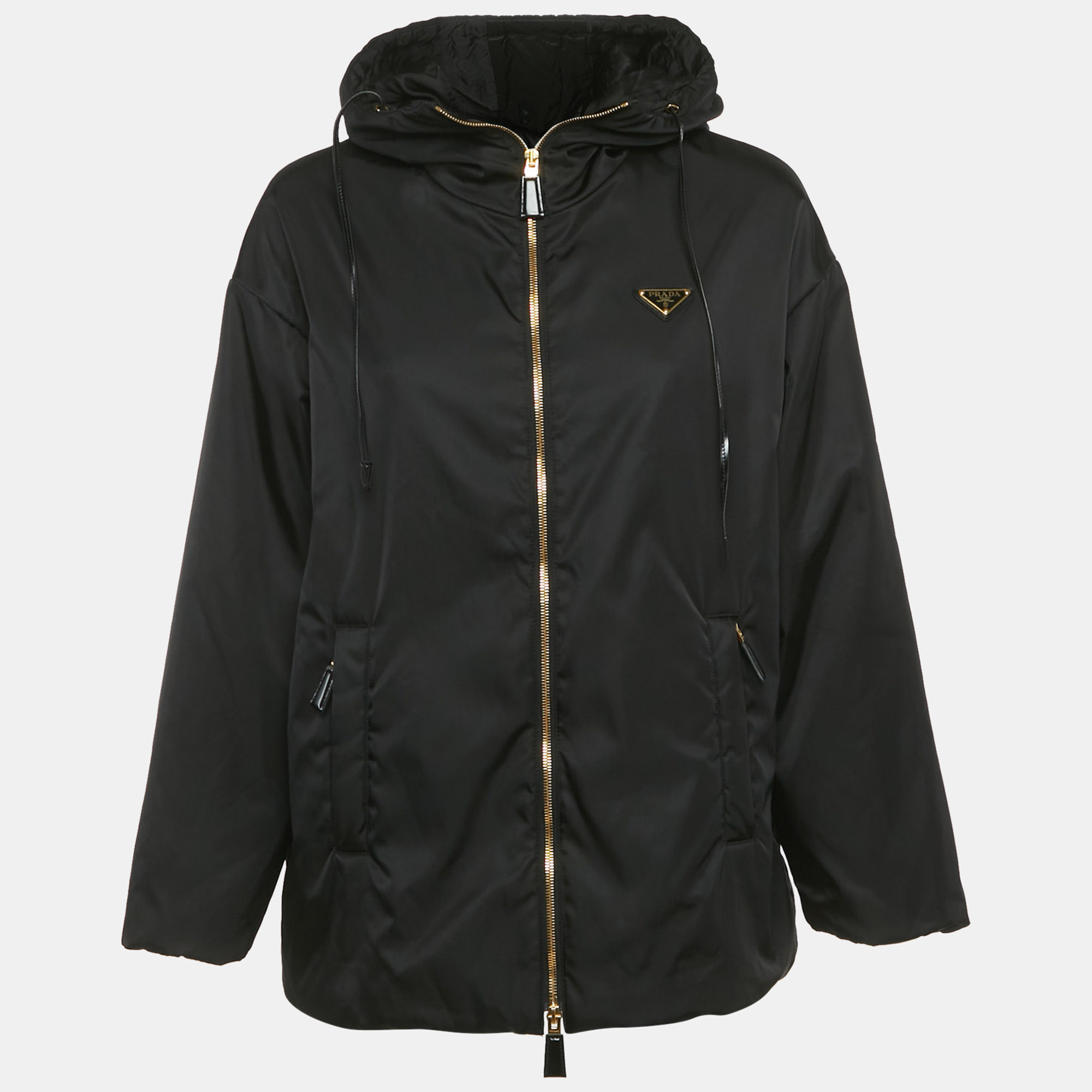 

Prada Black Re - Nylon Triangle Logo Plaque Blouson Jacket S