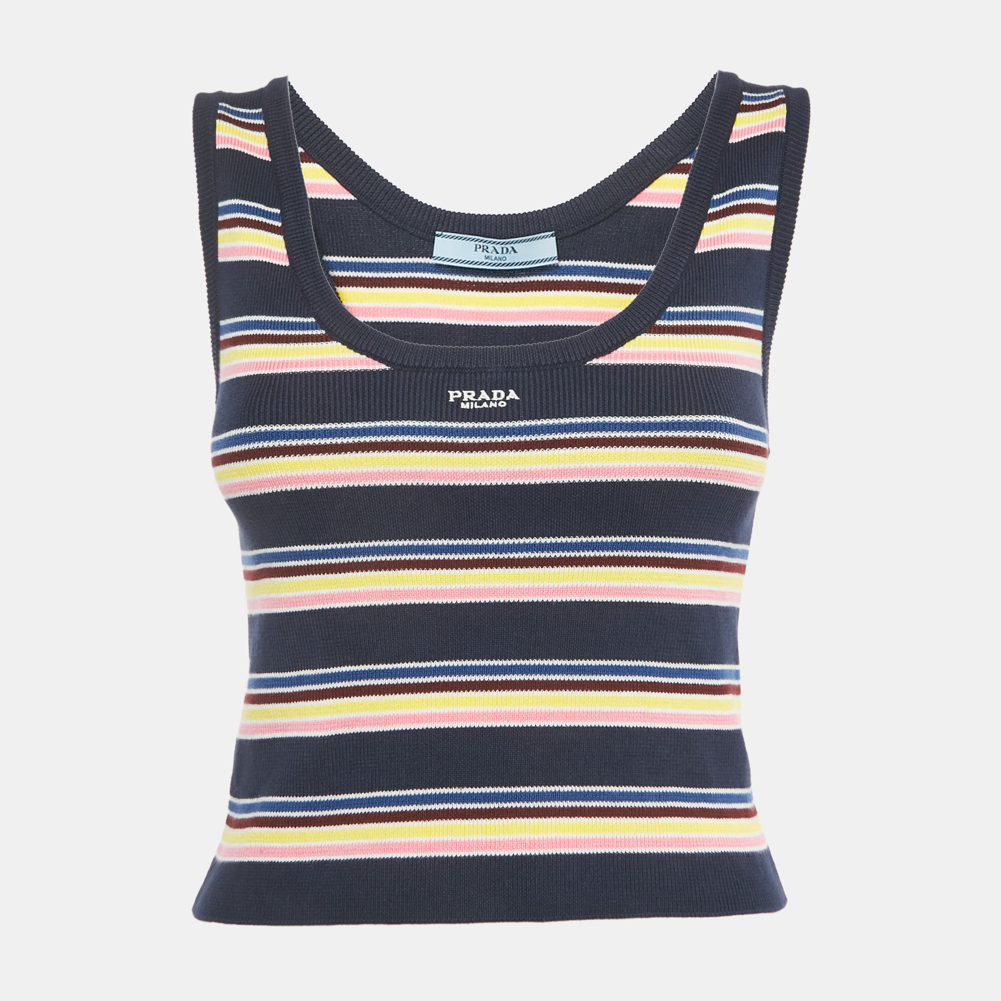 

Prada Navy Blue Striped Rib Knit Tank Top S
