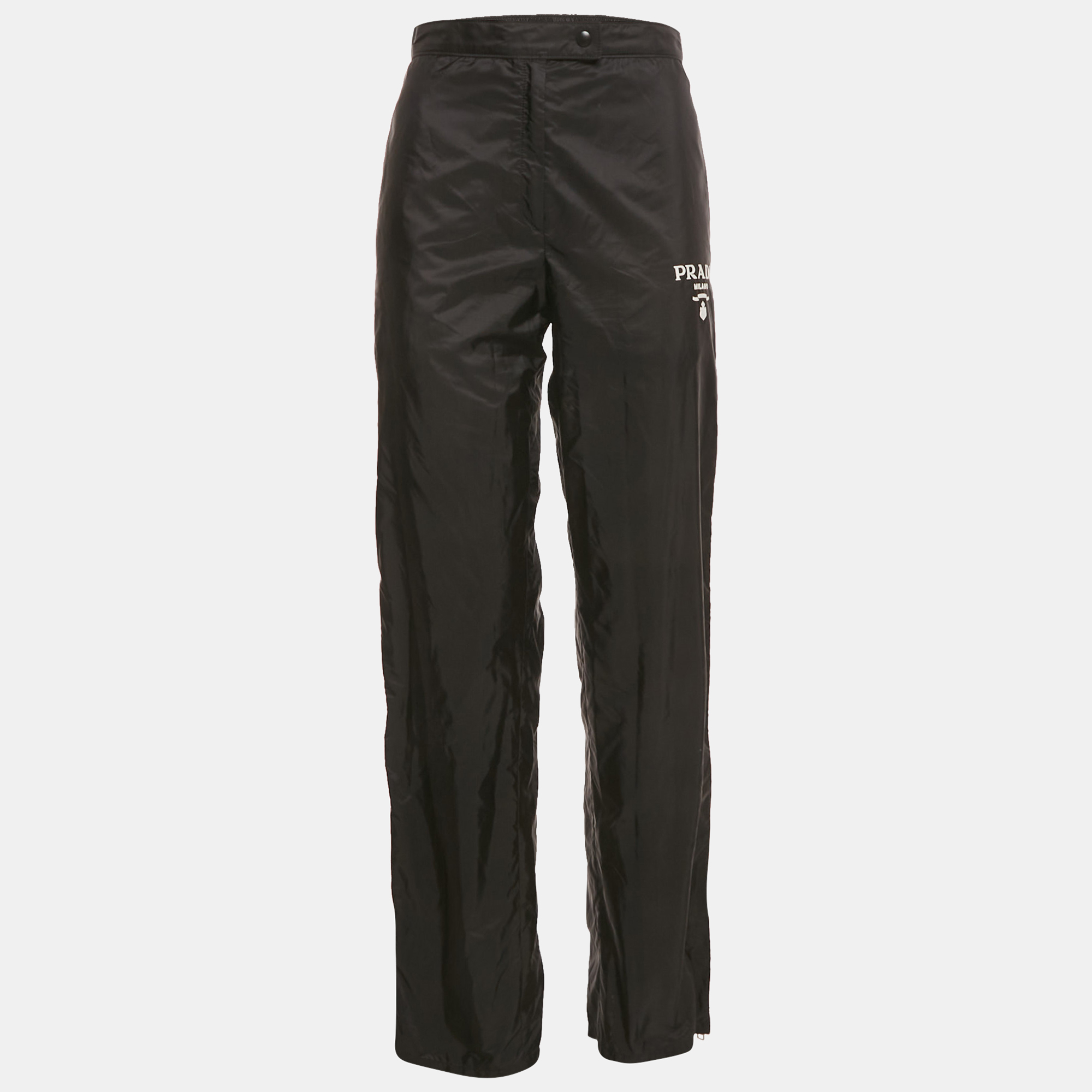 Pre-owned Prada Black Re-nylon Contrast Trimmed Trousers Xs