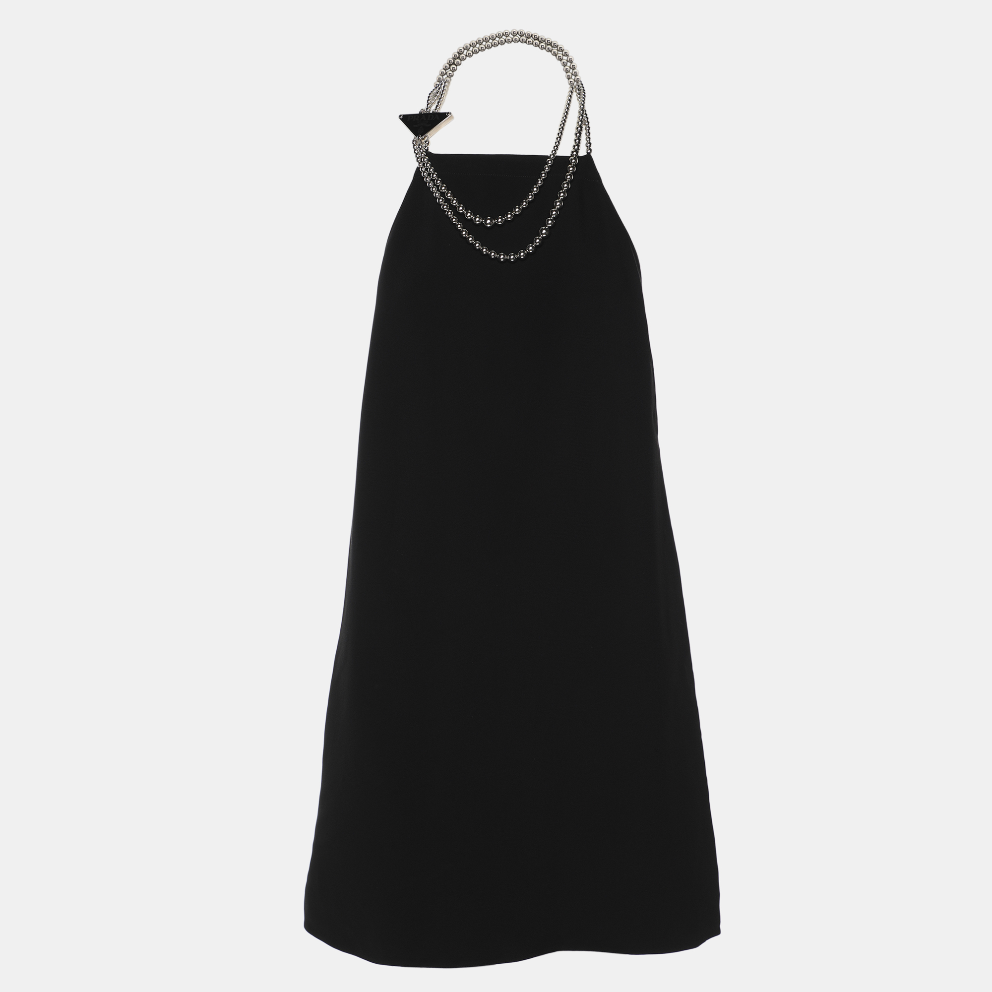 

Prada Black Crepe Cady Chain Halter Neck Dress S