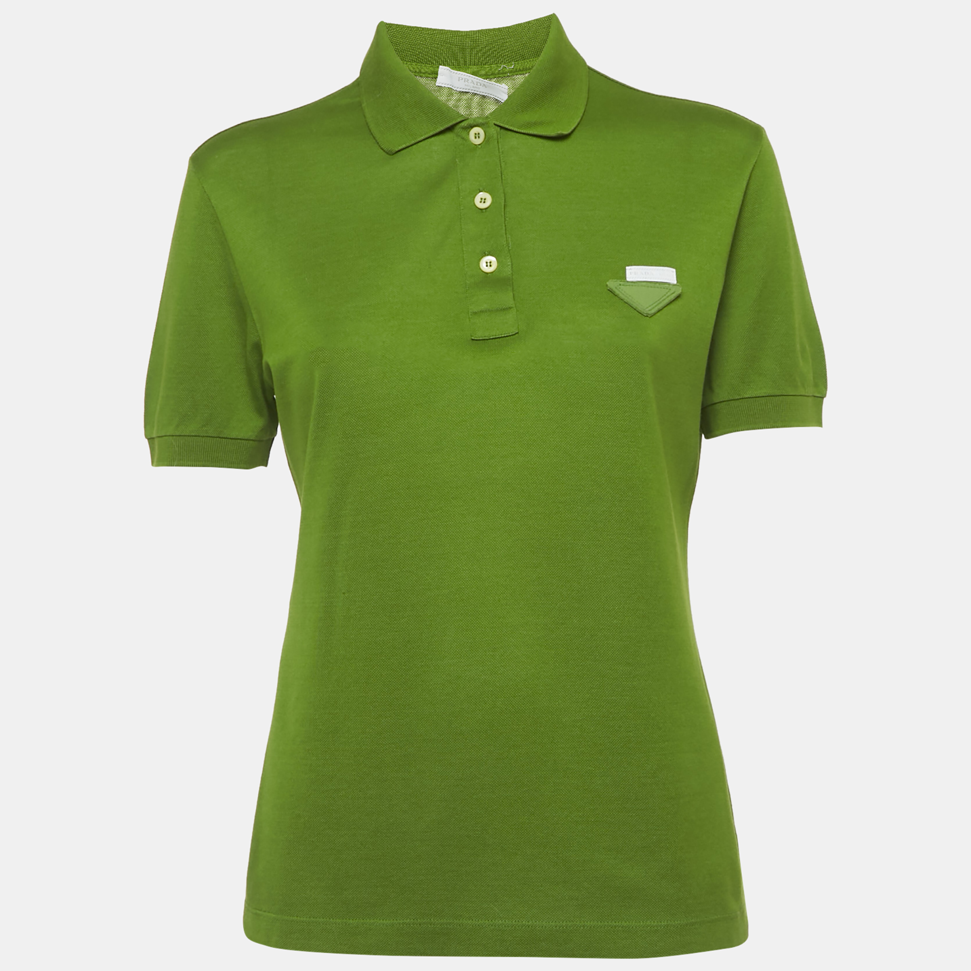 Prada Green Cotton Pique Polo T-Shirt L