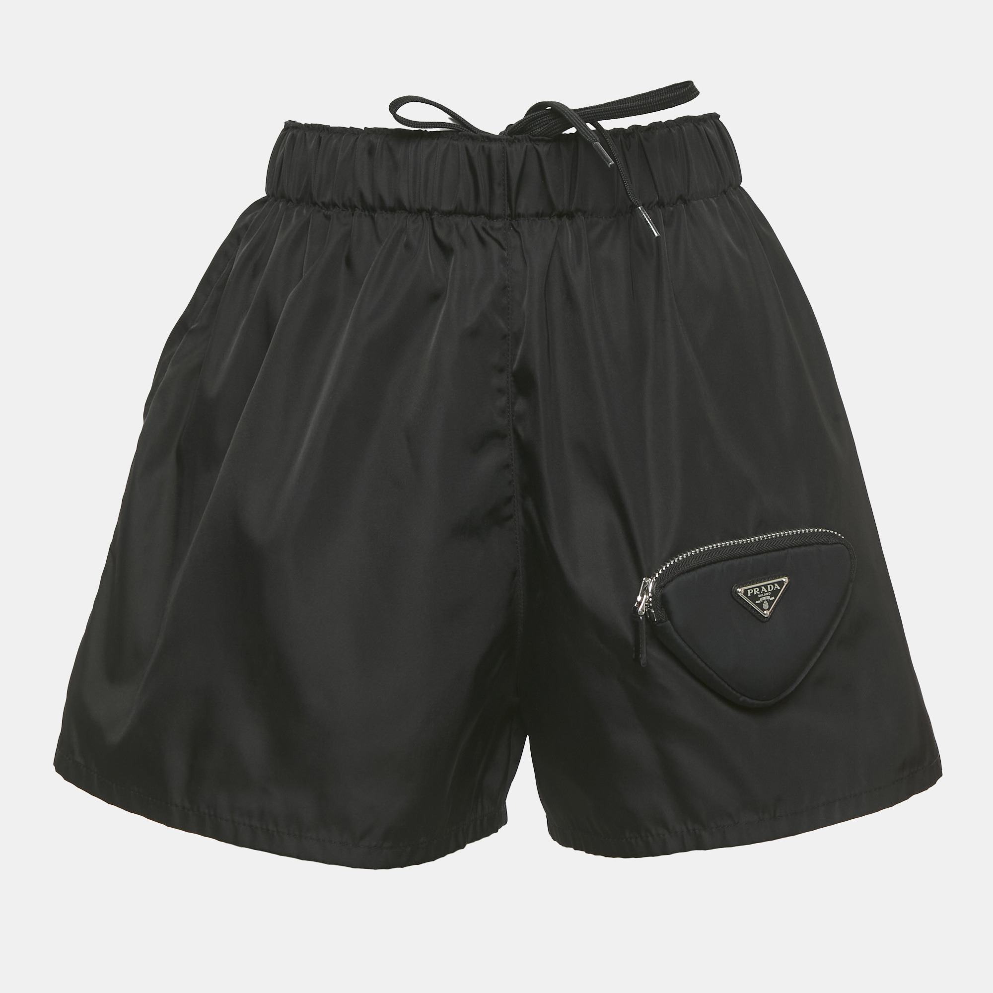 

Prada Black R-Nylon Triangle Pocket Detail Shorts S