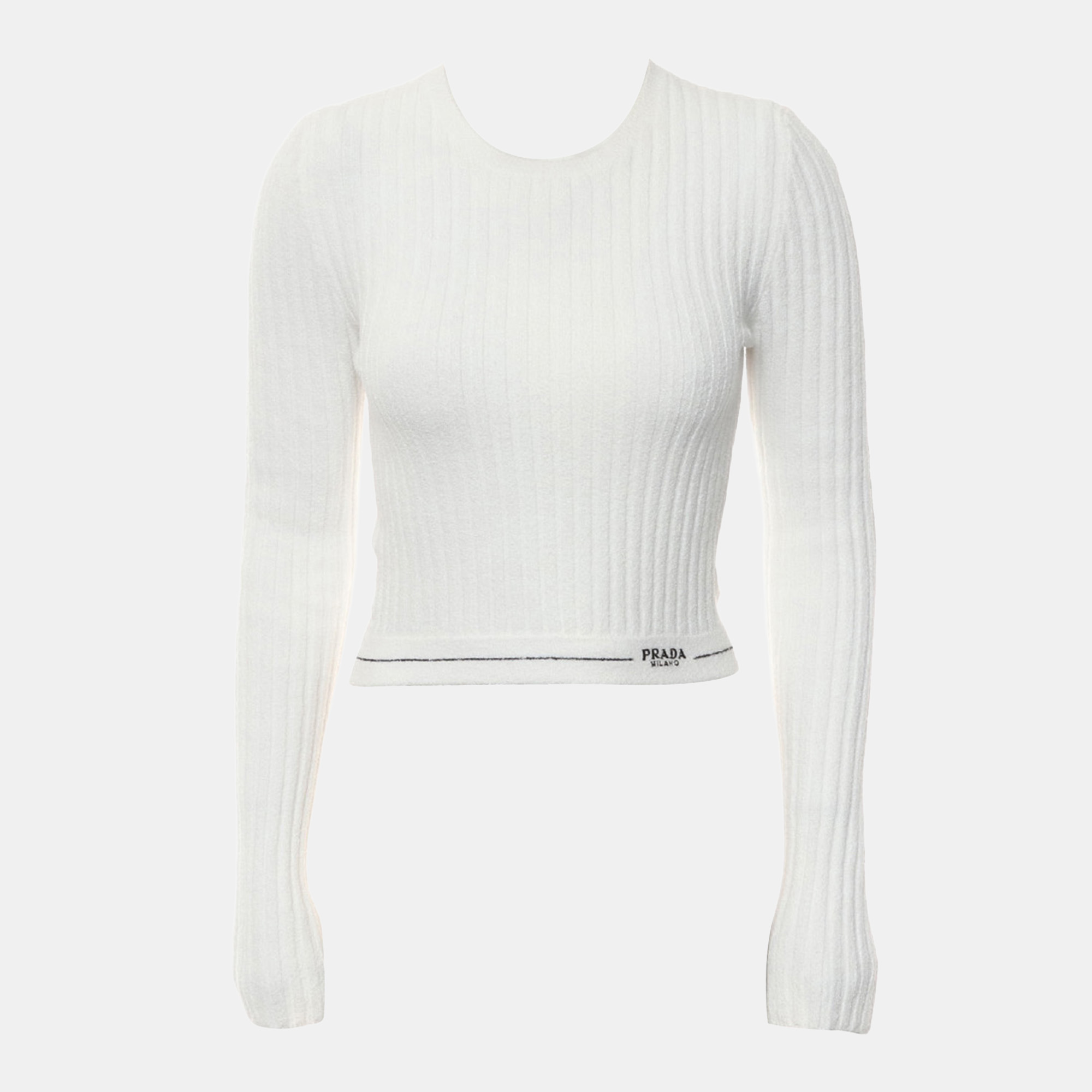 

Prada Ribbed Logo Sweater, White