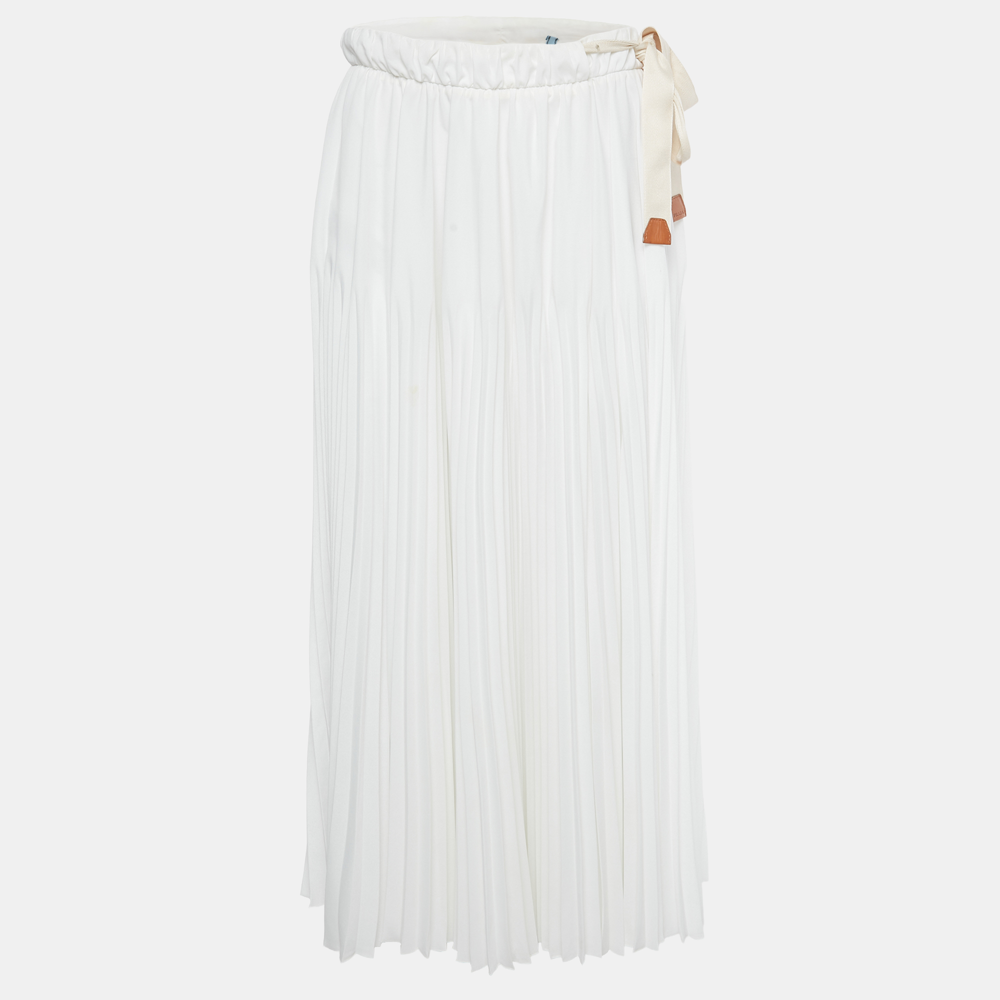 

Prada White Chiffon Pleated Midi Skirt M