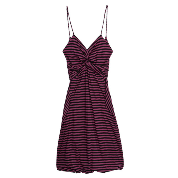 Pre Owned Prada Striped Strapless Dress M