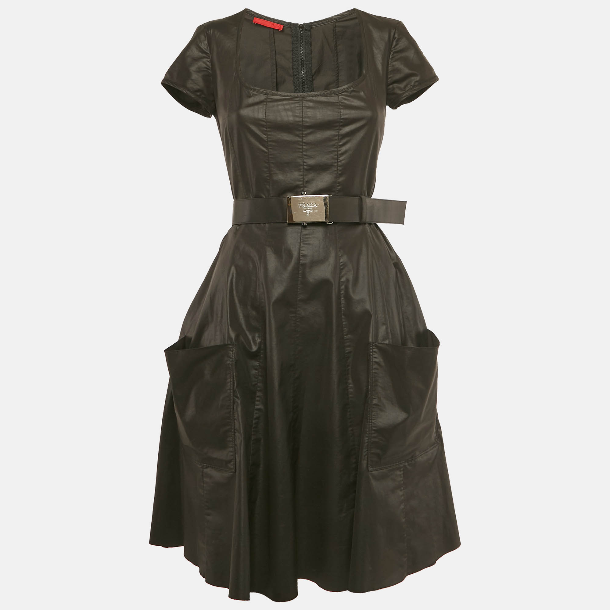 

Prada Black Nylon Blend Flared Short Dress S