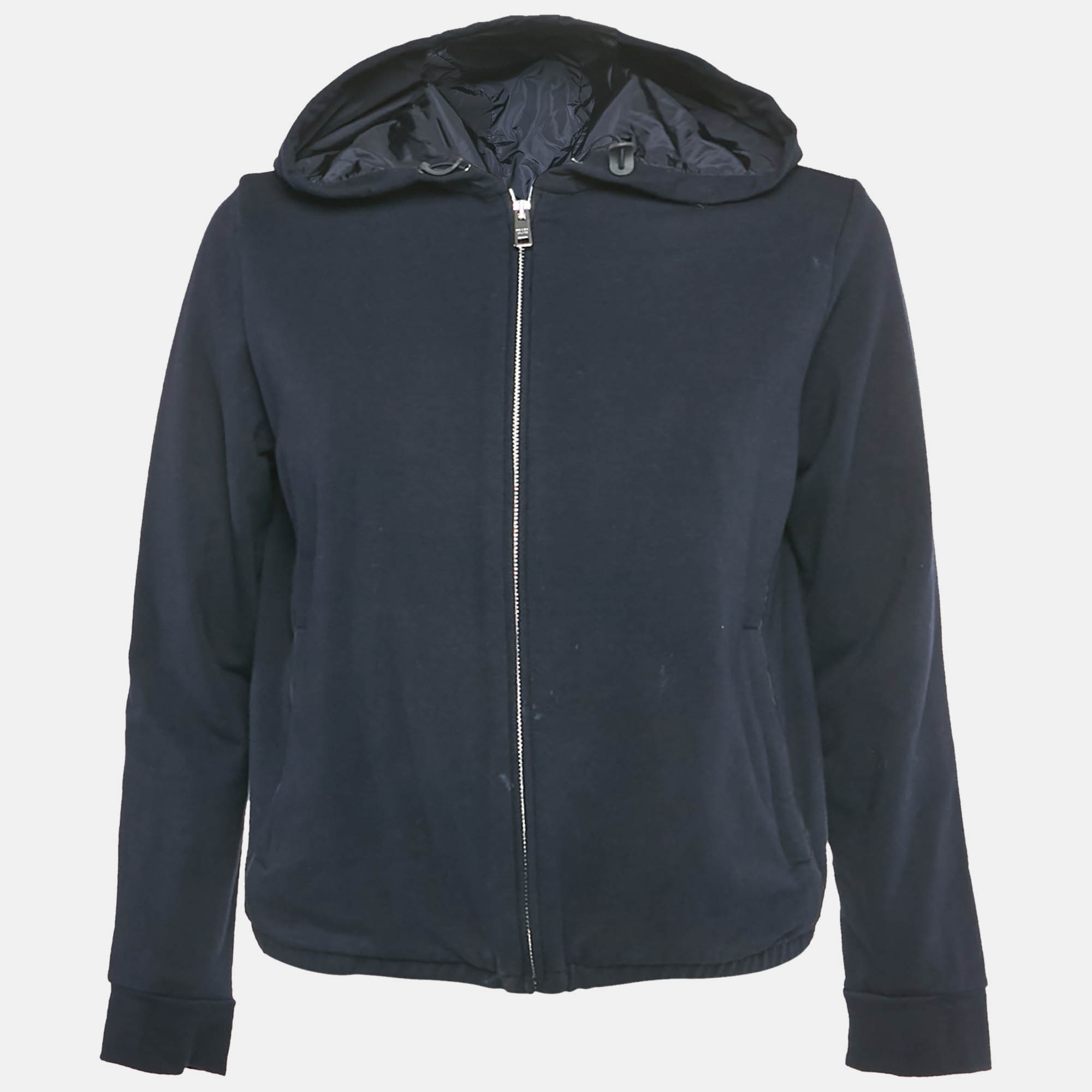 Click to view more detailed imagery on our partner's website Pre-owned Prada Navy Blue Cotton Zip Up Hooded Pullover M