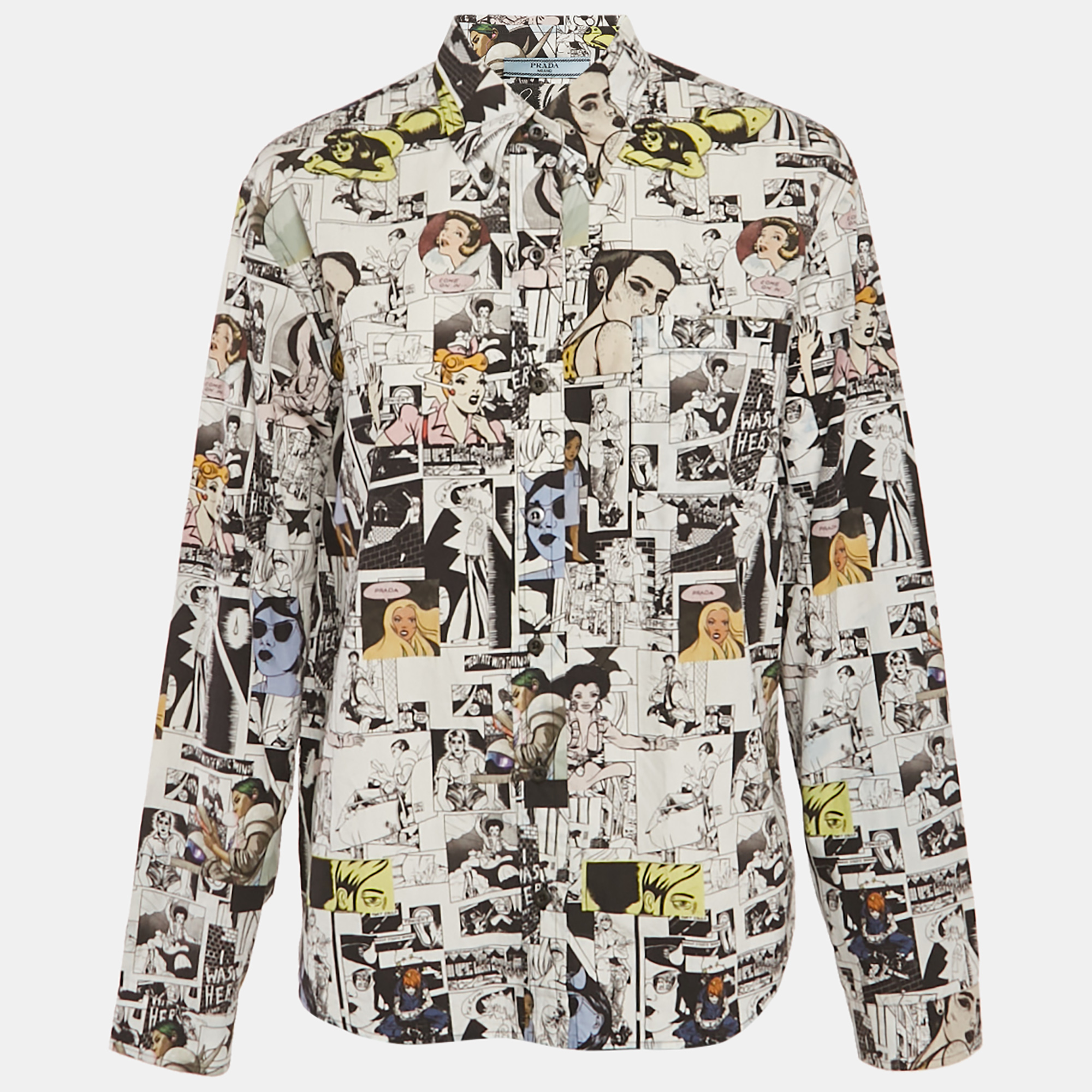 

Prada x Brigid Elva White Comic Print Cotton Shirt M