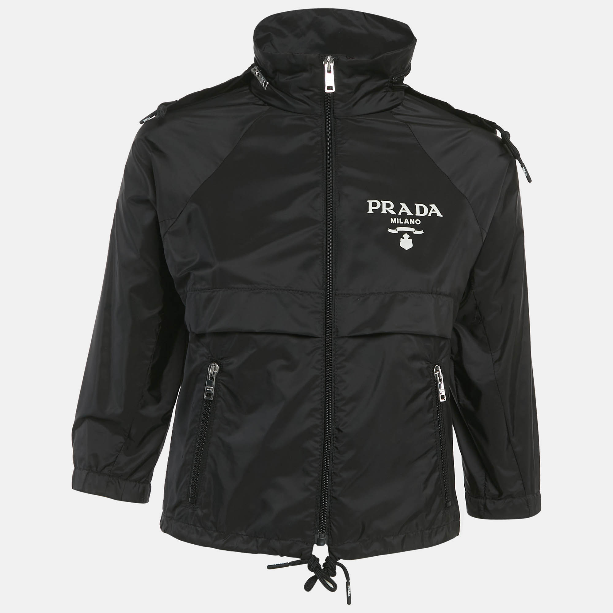 

Prada Black Re- Nylon Hooded Rain Jacket S