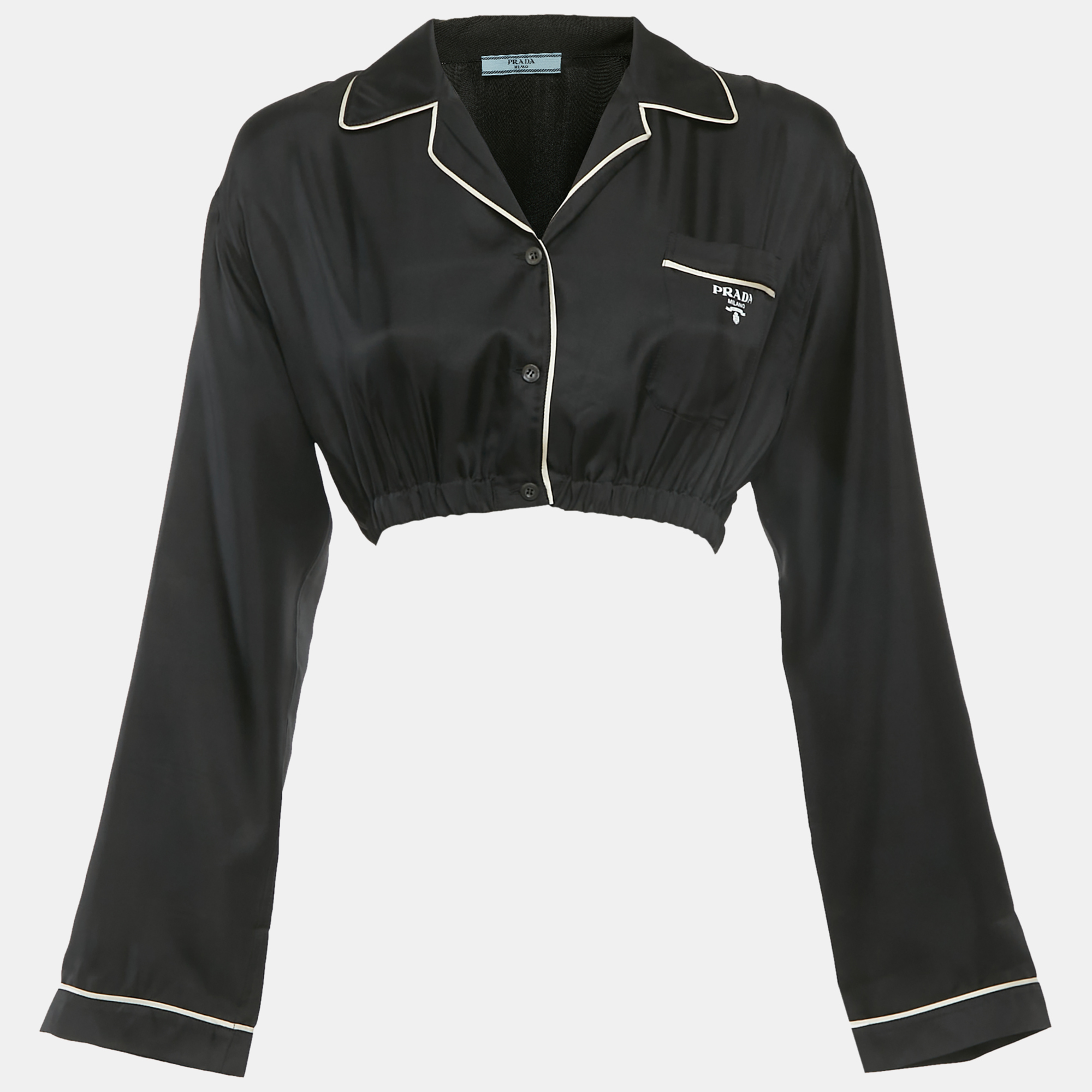 

Prada Black Silk Crop Shirt S