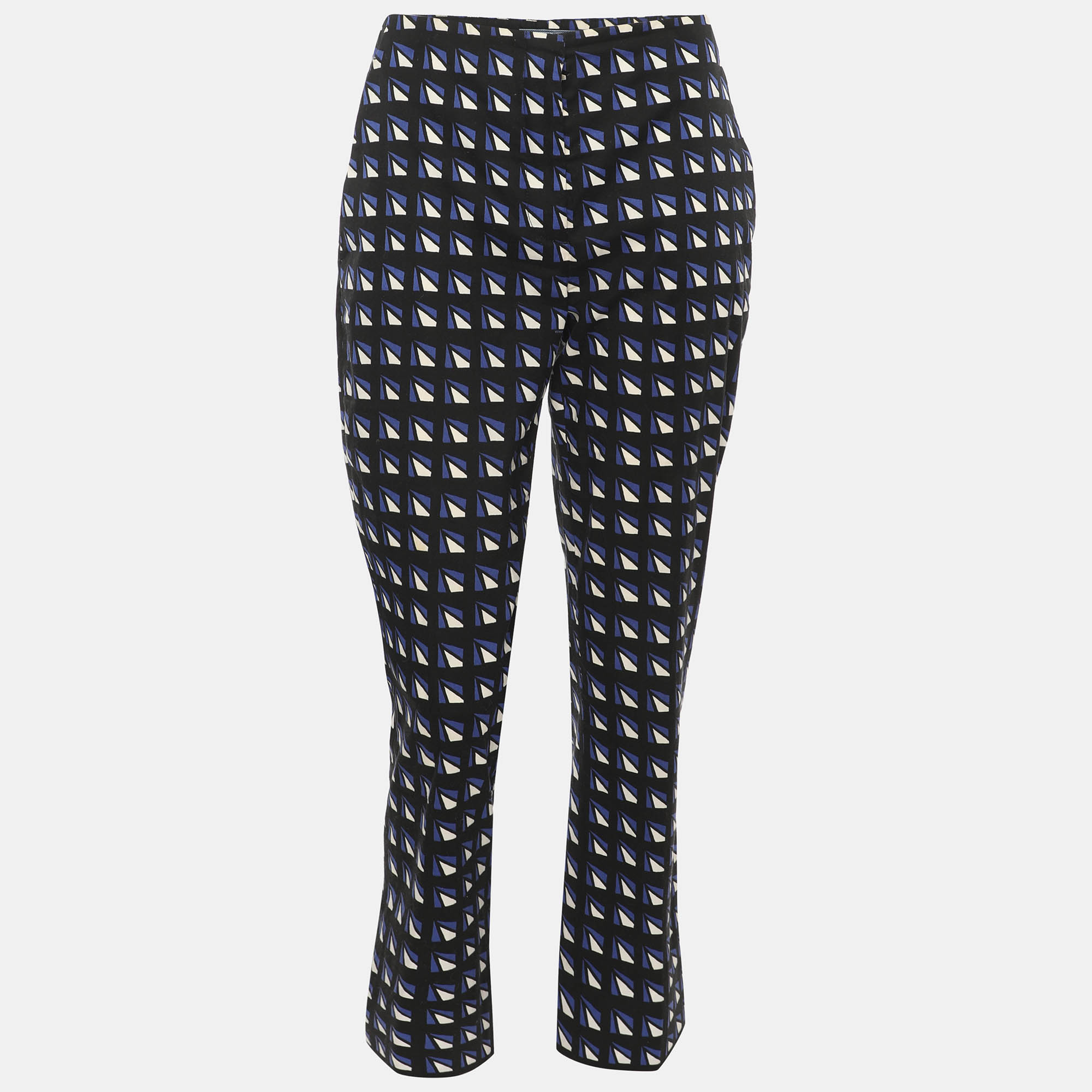 

Prada Indigo Blue/White Geometric Print Stretch Cotton Trousers S
